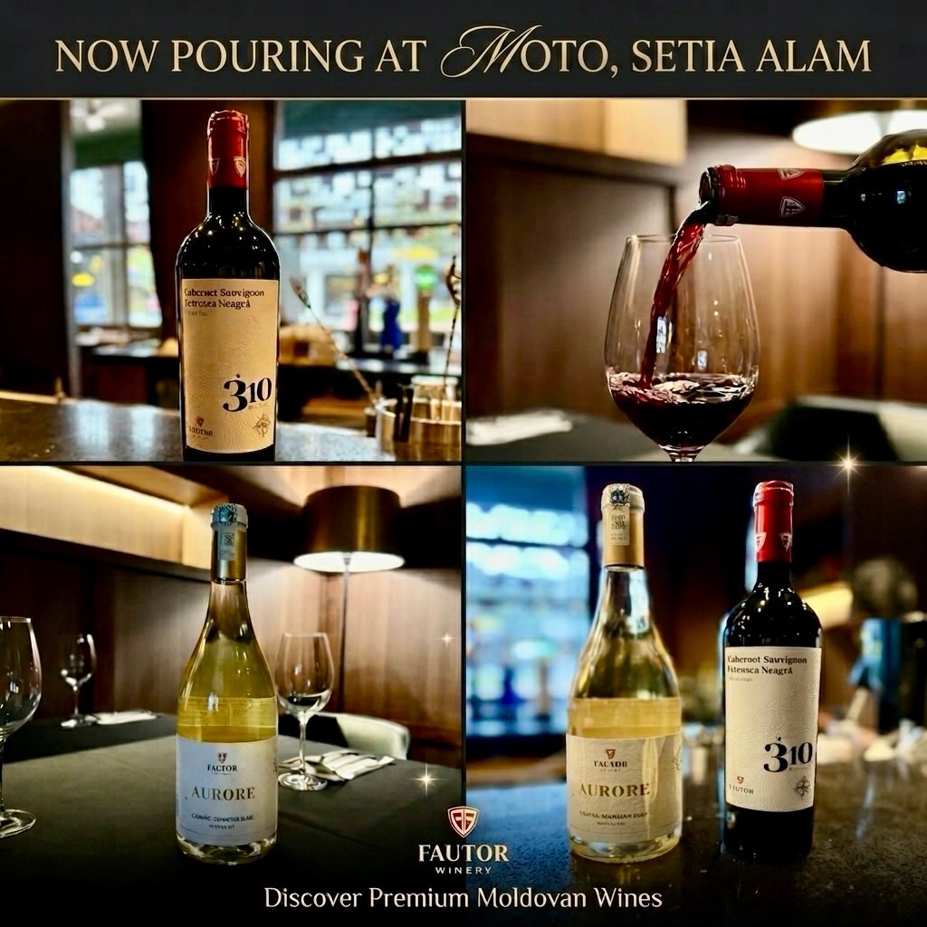 Now pouring at Moto, Setia Alam.
Elevating the Japanese dining experience with two distinct expressions from Fautor Winery:
The vibrant and refreshing Aurore Albariño - Sauvignon Blanc.
The rich and deeply expressive 310 Cabernet Sauvignon- Fetească Neagră.
Discover how these premium Moldovan blends bring out the absolute best in Moto’s menu. Have you tried this pairing yet? Let us know below! 👇
📍 @dine_in_moto
#wine #finedining #japanesefood #setiaalam #japanesecuisine