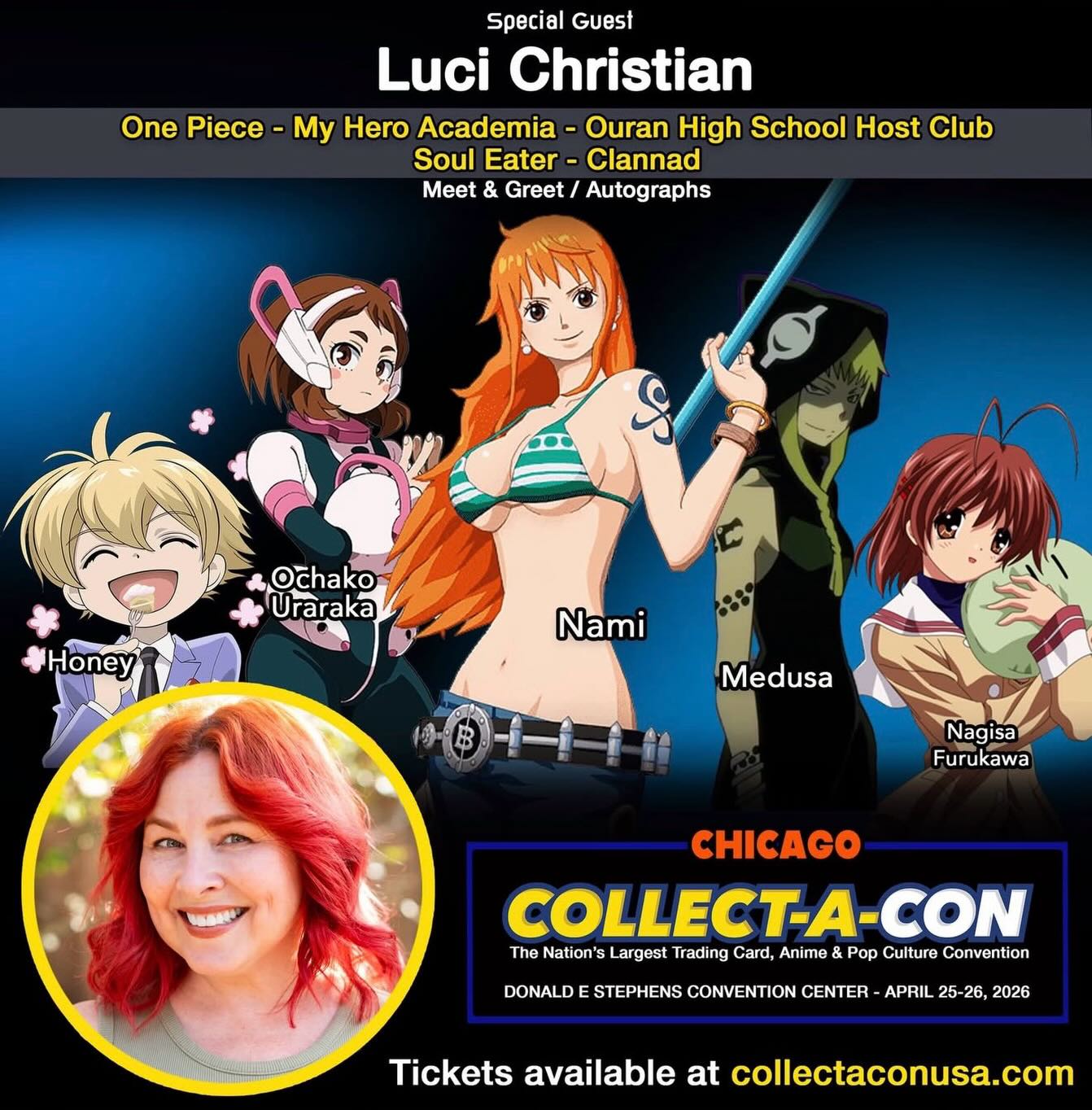 This weekend I’ll be @collect_a_con Chicago! Come say hi. ❤️ #onepiece #myheroacademia #ouranhighschoolhostclub #clannad #roosterfighter