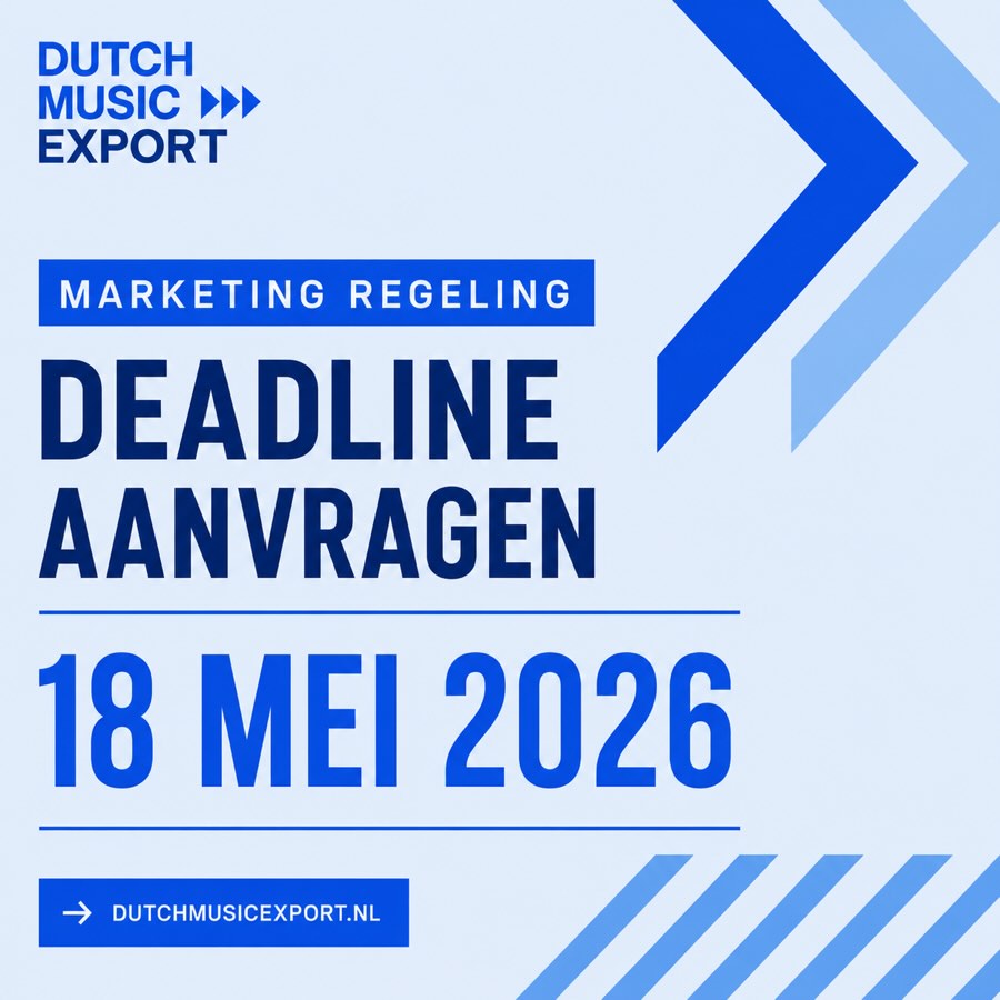 Heb je plannen voor een internationale releasecampagne in Q3/Q4 2026?
De deadline voor de volgende ronde van de DME Marketing Regeling sluit op 18 mei 2026.
De regeling is bedoeld voor co-financiering van internationale marketingcampagnes rondom releases van Nederlandse artiesten
Meer info & aanvragen via:
www.dutchmusicexport.nl
#DutchMusicExport #MusicExport #MarketingRegeling #DutchMusic #ReleaseCampaign MusicIndustry