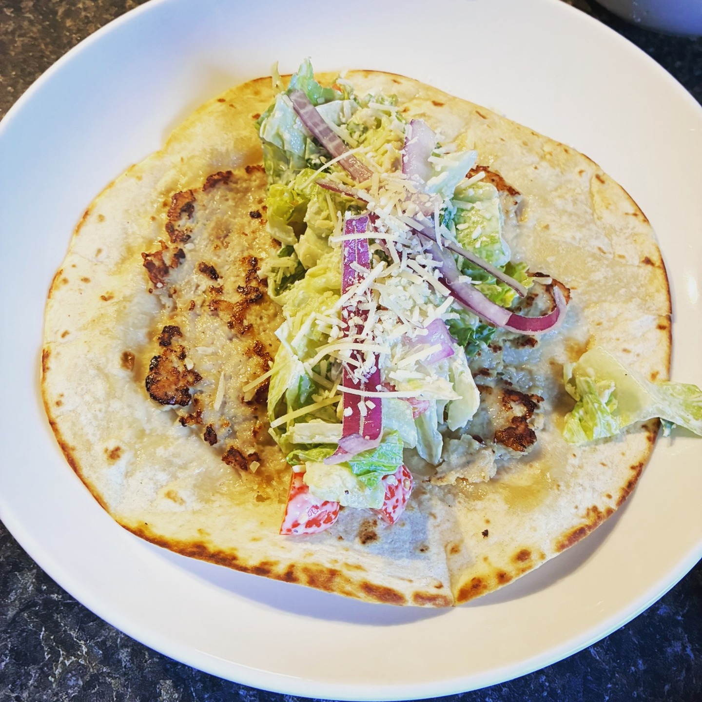 This week's recipe is extra special! It came straight from my daughter's kitchen. 🥂
She's getting married soon (we just celebrated her shower this weekend! 🎉) and she has grown into the most wonderful cook. We send each other dinner pics every night to stay connected from afar and this one landed in my messages and immediately made me say "I have to make that."
Easy Caesar Chicken Smashed Burger Tacos. Smashed, crispy-edged chicken in a warm tortilla topped with creamy Caesar salad straight from the bag.
That's it. Simple, genius, delicious.
This one's for her. 💕 Full recipe linked in bio or here: https://www.fiftyseasonedlife.com/recipes/easy-caesar-chicken-smashed-burger-tacos!
#SmashBurgerTacos #CaesarChicken #EasyDinnerIdeas #FiftyAndSeasoned #WeeknightDinner #TacoNight #ForTheBride #MomAndDaughter #WomenWhoCook #MidlifeFood #FamilyRecipes #DinnerTonight #SmashBurger #ChickenTacos #CookingTogether