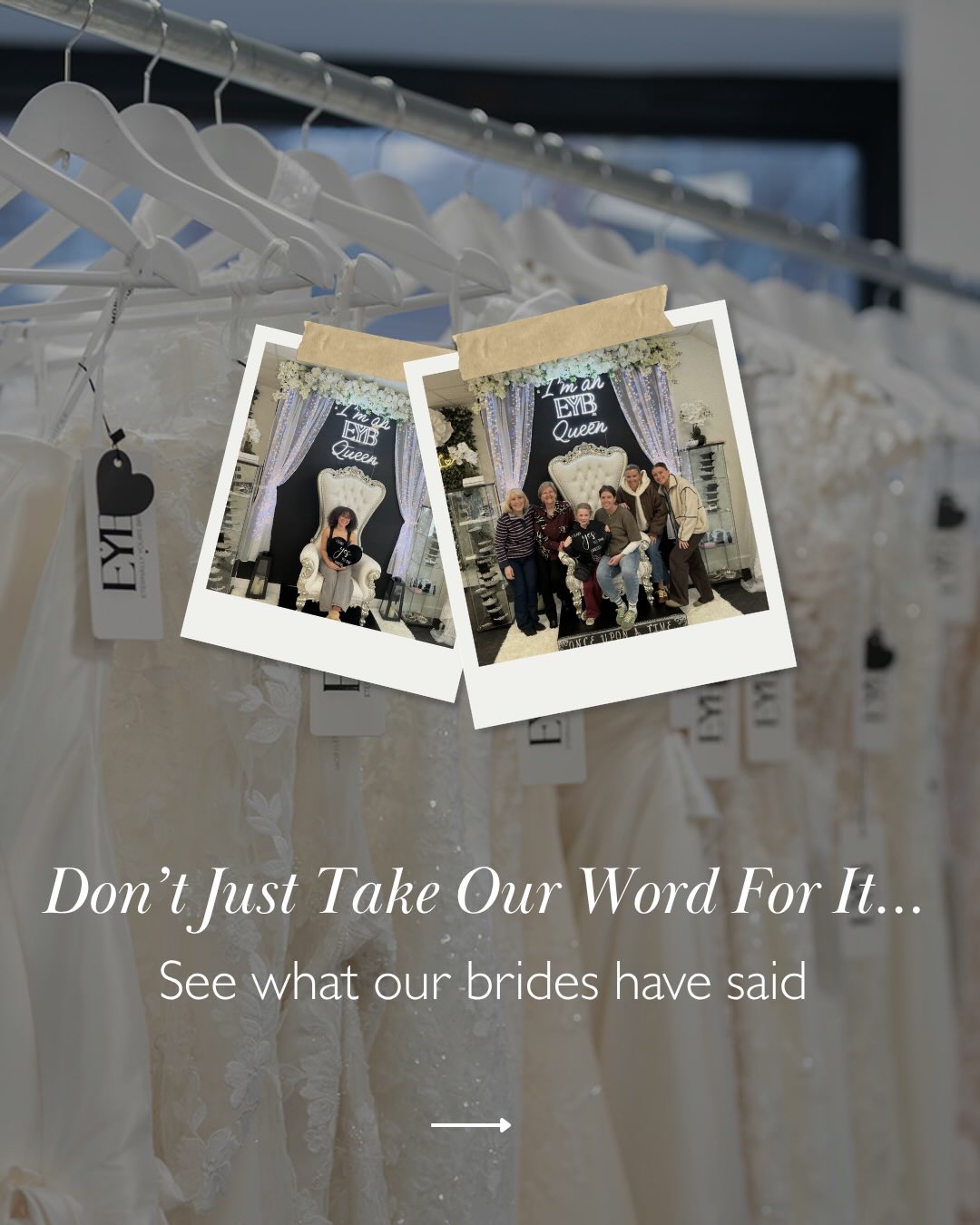 Feedback like this makes our day! We love all of your lovely words, we’re so lucky to have so many EYB queens and our bride tribe is growing day by day. What a pleasure it is to be a part of your special day.
If you want to be part of the EYB Queen team book your appointment via the link in our bio or DM us “BRIDE” to get booked in now. Let us help you find your dream dress 🥂💍
Just a reminder we’re also attending Love Weddings Fair at Kelham Hall this Sunday so if you want to meet us before you book your free luxury stylist appointment pop in for a chat. It is the perfect opportunity for you to ask as many questions as want. If you can’t attend do not hesitate to send any of your queries to our inbox!
.
.
.
#newbride #bride #bridalappointment #bridalwear #bridalgown