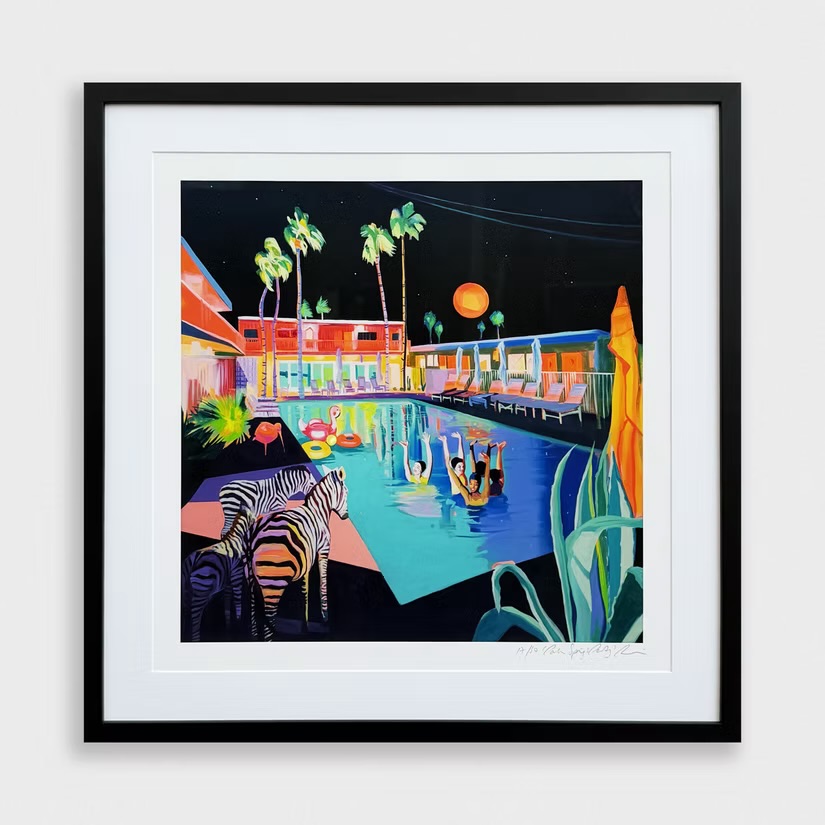 "Party at Palm Springs" by @ruthmulvie — a neon-lit dreamscape of motel pools, palm trees, flamingos and zebras. We framed it in a clean black moulding with a white mount. Nothing clever, nothing distracting. The painting is the party. We're just the doorman.
📍 Norwich | Free parking | Open 7 days
☎️ 01603 622282
#norwichframingcentre #bespokeframing #contemporaryart #ruthmulvie #customframing