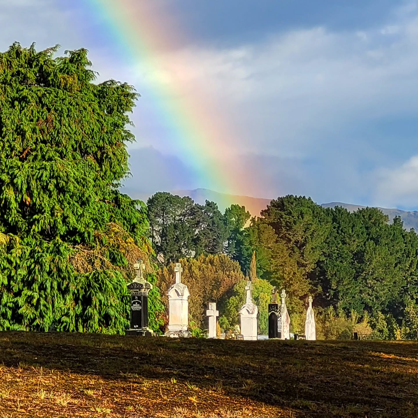 Part 1: What's at the end of your life? A rainbow, or an empty void? There is no way love and exisistance just goes away into nothing. We'll see our loved ones again and be with The One. Image: Lumsden, NZ at sunset, R Richards