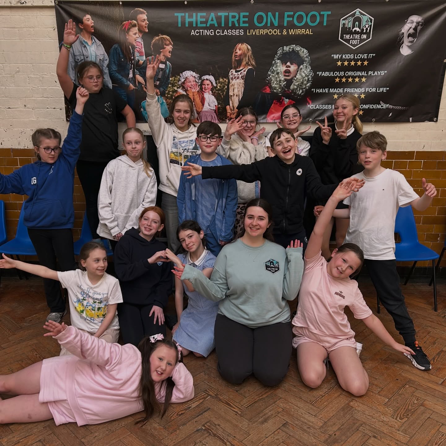 Our NEW LOOK Tweens Drama Plus class at Lark Lane Community Centre. We’re going to have an awesome time with this hilarious lot of the coming weeks and months… 🎭
Fancy starting a drama class? Join us!! We have two spots left. Send us a little email or DM. 📧