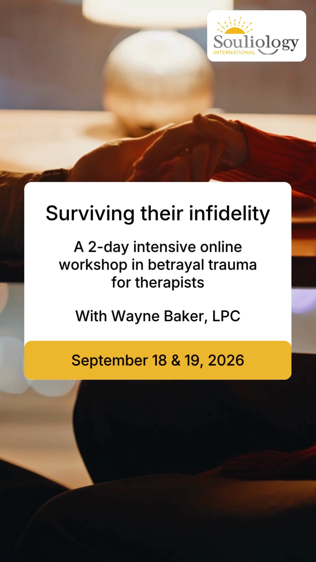 Working with betrayal trauma through an Internal Family Systems lens
When clients are navigating infidelity, the impact is rarely just relational. It shows up in the body, in
attachment, and across multiple parts all trying to make sense of what has happened.
This two-day intensive online workshop with Wayne Baker, LPC, offers a structured, IFS-informed
approach to working with betrayal trauma.
Drawing on Internal Family Systems, trauma-informed care, somatic therapy and attachment theory, the
workshop explores how to support clients from the initial discovery phase through to potential repair.
You’ll develop practical skills in co-regulation, recognising your own parts in the work, and applying
interventions that support both safety and progression.
For therapists who want a clearer, more grounded framework for working with relational trauma, this
offers a strong and practical foundation.
Applications are open for the September 2026 online workshop. You can explore the workshop and
apply here: www.souliology.com