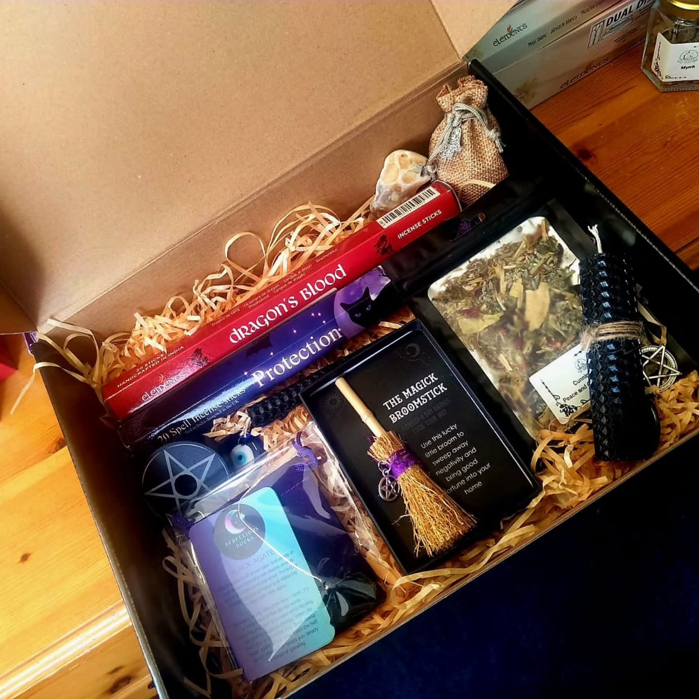 Good afternoon Wytches, I was asked by a customer to put together a box of protection and Cleansing items,and with so much more stock to choose from this was rather fun!
From Crystals from the fabulous Rebellious Rocks, to a few of our own candles and blends this was definitely a fun box to put together.
This was one of our more expensive boxes, but definitely worth every penny @£45.
What about you? If you had your pick of the shop, what kind of box could I put together for you?
See you all soon
Blessings of the Land Sea and the Sky ❤️❤️❤️❤️