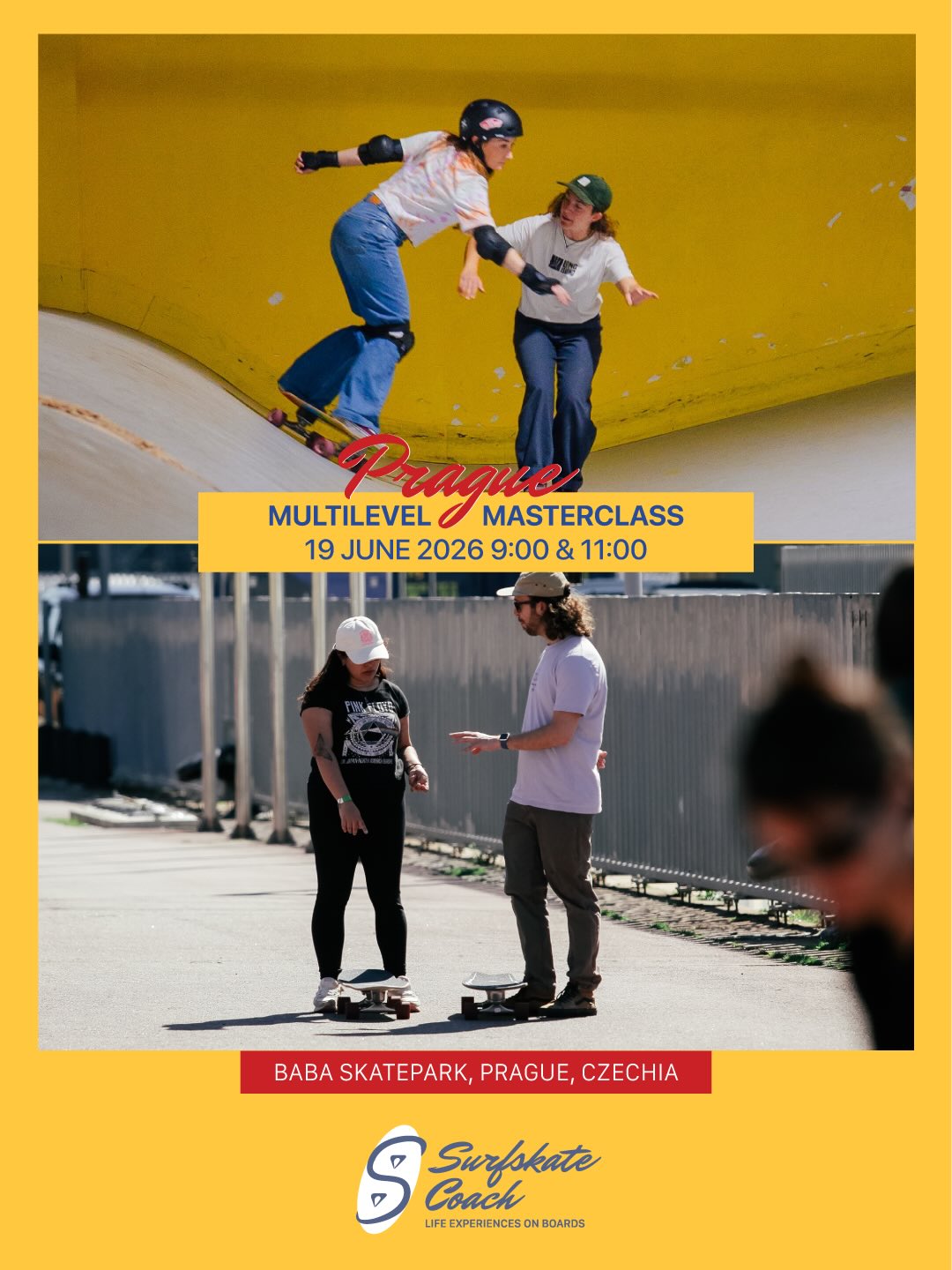 Multi-level Masterclass in Prague, Czechia 🇨🇿 🏄♂️🛹
Join us for an immersive two-hour session with @morasol , @manuchis , and @pyojany . This masterclass is open to all levels and focuses on strengthening fundamentals, exploring new lines, and building confidence while sharing the experience as a group.
Who can attend?
Our Masterclass welcome every rider regardless their level. We welcome riders from beginners to advanced, but need to have autonomy to ride by themselves.
How does the masterclass work?
Our method is focused on tecnification, making correction on posture, movement and style. We checkup your level in the first exercises. Because we are three different coaches we will split groups into different levels. Later in the session, we will balance and work on different tricks and you will be able to get coaching tips from the three of us.
What you will do?
After a general warm-up, participants will be grouped by skill level. Advanced riders will work on targeted drills to refine their bowl and ramp riding while learning new maneuvers and tricks. Intermediate riders will focus on improving their carving on ramps, developing smoother turns, and building a solid foundation for tricks. Beginners will continue developing board control, practicing rail-to-rail movement, and learning how to generate speed while linking longer, more fluid lines.
How and when you will need to register?
As soon as possible! Spots are limited and no new sessions will be added.
Registrations are open at surfskate.coach
Can I book private sessions?
Yes! since we will be visiting Prague for the weekend you can schedule private sessions. You can check surfskate.coach/schedule for available spots with Mora or Yojany. You can also send us a DM to @your.surfskate.coach
#surfskate #prague @surf_dojo @yojany_surfsk8_sessions @yowsurf