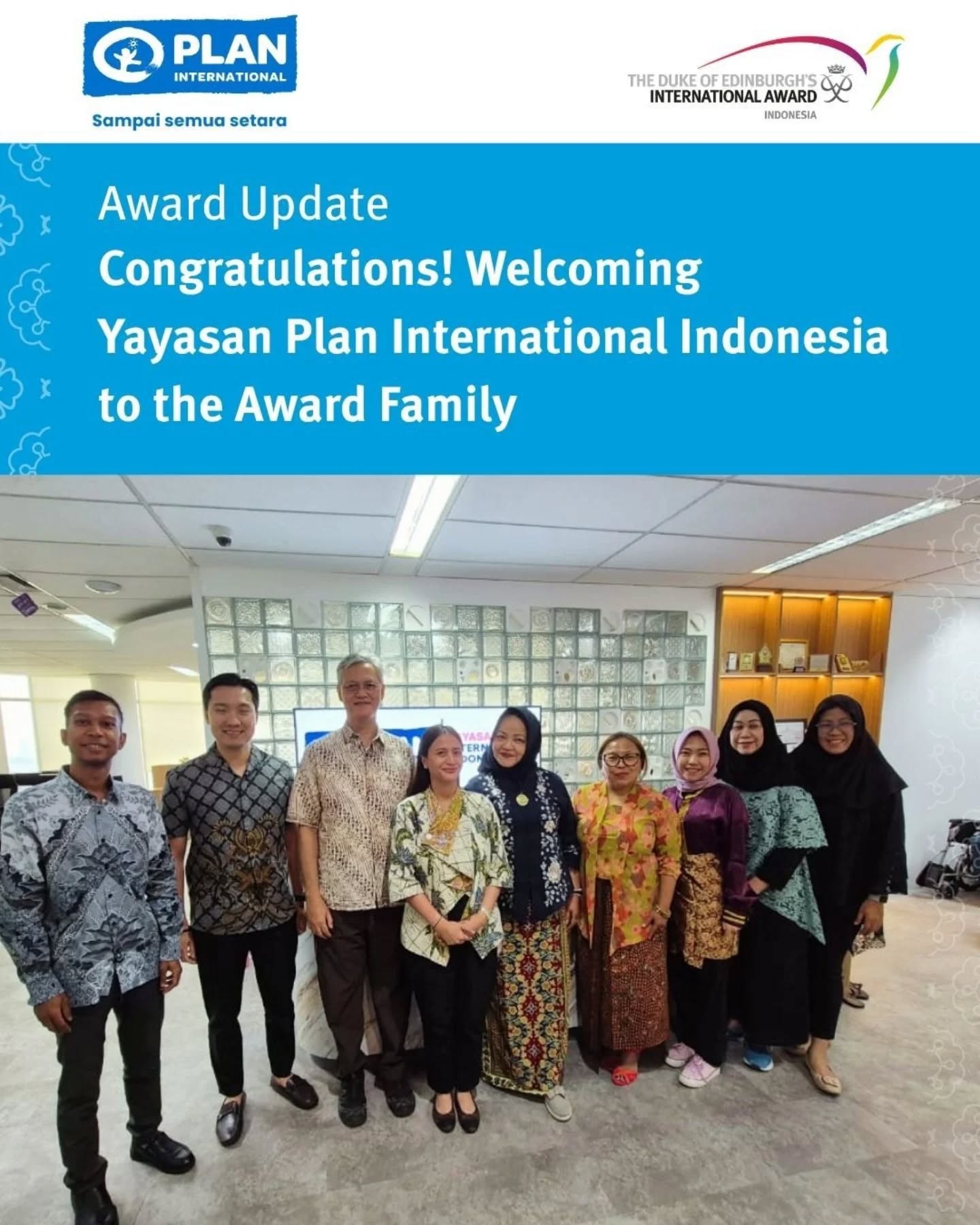 Excited to welcome Yayasan Plan International Indonesia to the Award family! 💫
This partnership is a long-awaited collaboration. Together, we look forward to empowering young people to explore their potential, build essential life skills, and pursue meaningful goals beyond the classroom.
Here’s to inspiring journeys and impactful growth ahead!
