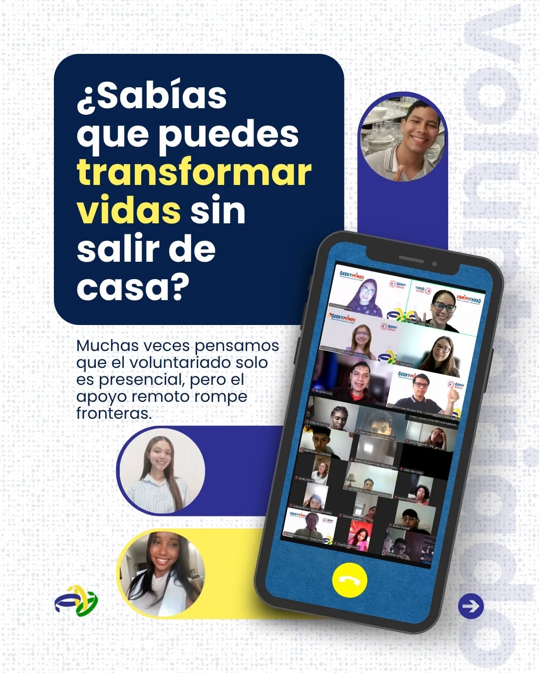 No importa tu pasión, hay un programa que puedes potenciar desde lejos.
La distancia no es barrera para el impacto. En Engagement Foundation, conectamos tu intención con el futuro de cientos de jóvenes.
¿De qué manera decides aportar tu granito de arena?
.
.
.
#EngagementFoundation #Voluntariado #Educación #Compromiso