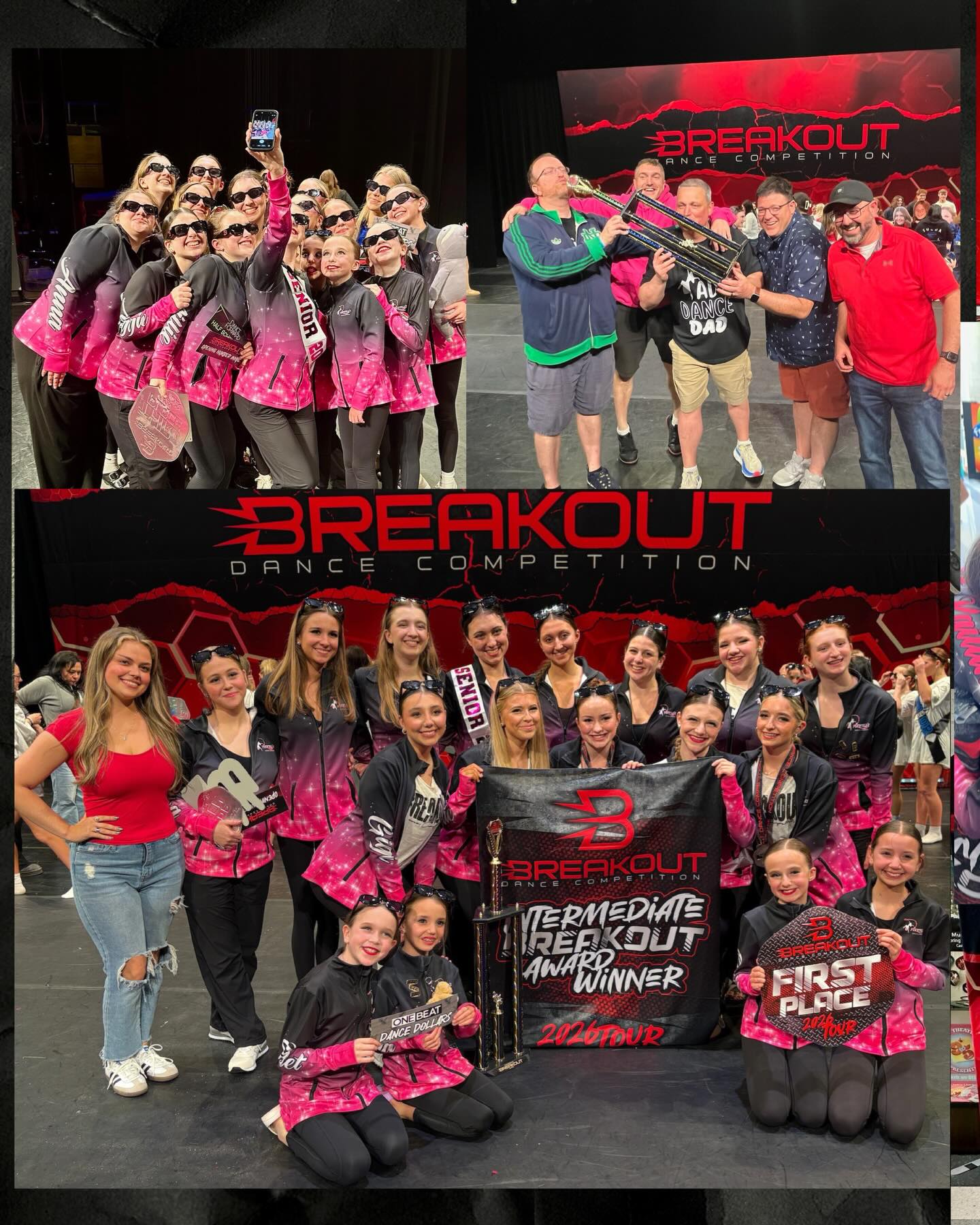 What a weekend! Our elite competition team rocked the @breakoutcomp breakout stage this past weekend! All 24 of our dances placed in the top ten, and we received many judges’ awards and standouts! Here are the results!
💥SOLOS:
“Wind Beneath My Wings” - 1st overall & Opening Number Invitation
“Perfect” - 10th overall, Character Solo Standout Award & Opening Number Invitation
“Against All Odds” - 5th overall
“Shivers” - 3rd overall & Opening Number Invitation
“Take On Me” - 3rd overall & “Total Control” Judges’ Award
“Come Fly With Me” - 9th overall & Opening Number Invitation
“I Look In People’s Windows” - 7th overall & Opening Number Invitation
“Doctor Jazz” - 8th overall & Opening Number Invitation
“I Feel Like I’m Drowning” - 6th overall, “Artistic Excellence” Judges’ Award & Opening Number Invitation
“Rose’s Turn” - 7th overall & Opening Number Invitation
💥DUETS:
“SUPER MARIO BROS.” - 6th overall
“Two Peas In A Pod” - 6th overall
“SMASH!” - 2nd overall
💥SMALL GROUPS:
“The Big Dollhouse” - 2nd overall
“We’re Going To Be Friends” - 1st overall & HIGHEST SCORING BREAKOUT GROUP
“SURF” - 8th overall & HIP HOP IDA NOMINATION
“Just a Girl” - 7th overall
“Pompeii” - 6th overall
“Desperado” - 5th overall & TAP IDA NOMINATION
“Backstage Romance” - 4th overall & MUSICAL THEATRE IDA NOMINATION
“Black Car” - 2nd overall, Choreography Ultimate Award & JAZZ IDA NOMINATION
💥LARGE GROUPS:
“I Want It All” - 5th overall & Crowd Pleaser Ultimate Award
“Chasing Cars” - 3rd overall
“Step In Time” 1st overall & HIGHEST SCORING BREAKOUT GROUP
Congratulations dancers, we’re so proud of you!❤️
