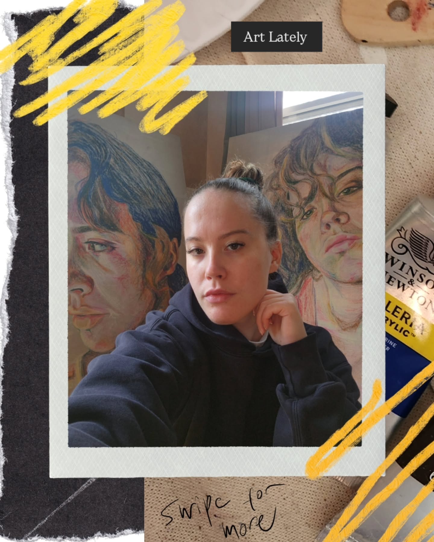 Art Lately 💛
Started a new piece!
Can't wait to share more details + BTS soon.
Acrylic paint @winsorandnewton
Collage created with @scrlgallery #scrl #scrlgallery #bodysoulspace #emergingartist #oilpastelart