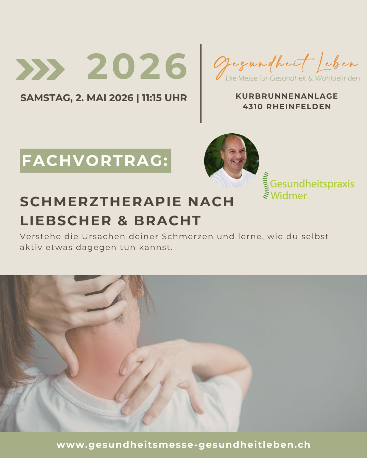 Leidest du unter Schmerzen, die dich vielleicht schon lange begleiten?
Und hast du das Gefühl, bereits vieles ausprobiert zu haben – ohne nachhaltige Veränderung?
In diesem Vortrag zeigt Roger Widmer, wie Schmerzen aus Sicht der Liebscher & Bracht-Therapie entstehen und warum sie häufig mit muskulär-faszialen Spannungen zusammenhängen.
Du erhältst ein neues Verständnis für deinen Körper und erfährst, wie du aktiv Einfluss auf deine Beschwerden nehmen kannst – ganz ohne Operationen oder Medikamente.
Ein zentraler Gedanke dabei:
Du wirst selbst handlungsfähig.
Der Vortrag vermittelt dir konkrete Ansätze und Übungen, mit denen du deine Schmerzen lindern, deine Beweglichkeit verbessern und langfristig etwas für deine Gesundheit tun kannst.
Ein Vortrag für alle, die nicht nur Symptome behandeln, sondern die Ursachen verstehen möchten.
#liebscherundbracht #schmerztherapie #gesundheitsmesse #gesundheitleben #rheinfelden