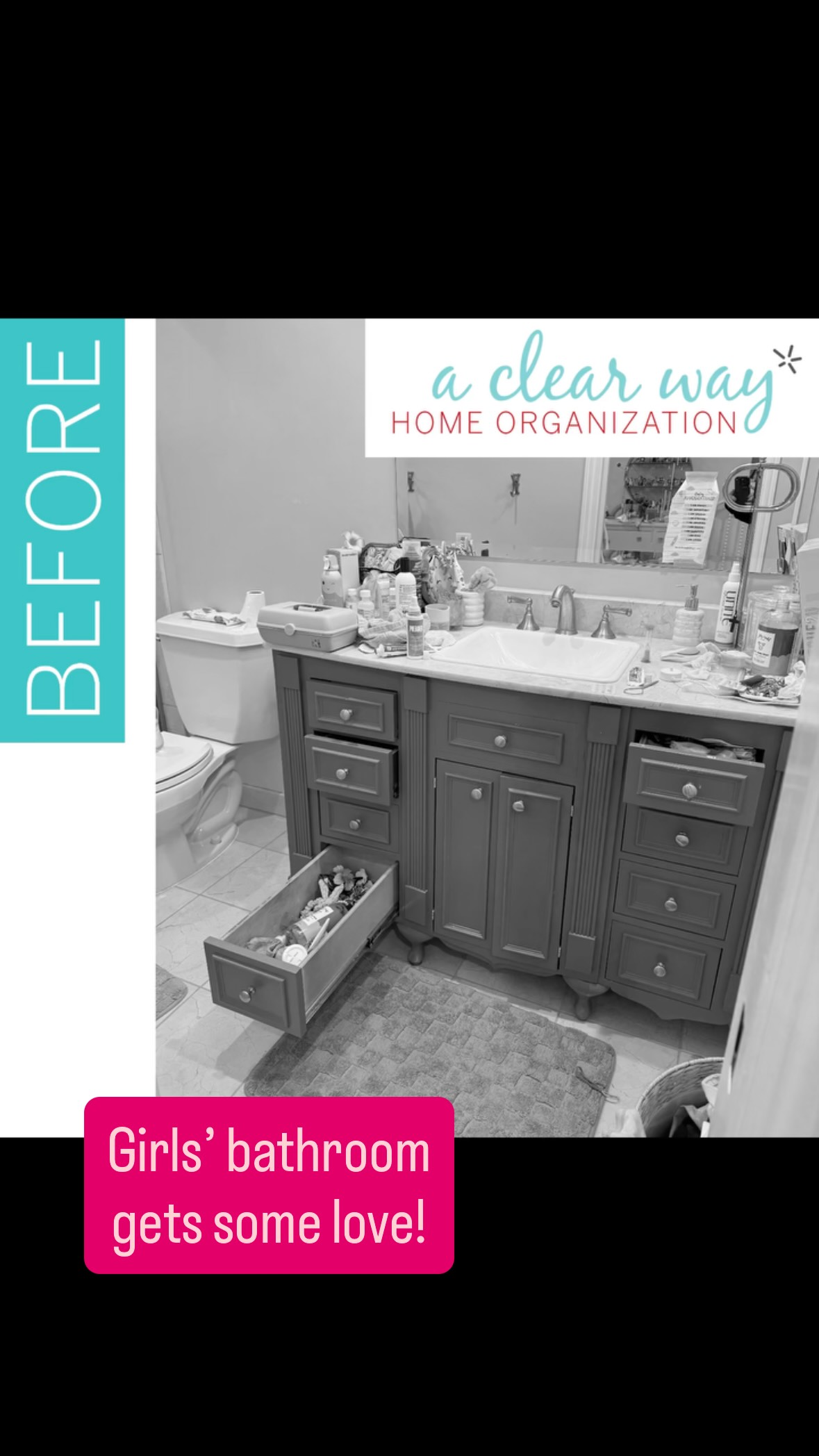 Two young girls, one bathroom, hundreds of hair items. :-) Smoother school day mornings now that everything has a home!