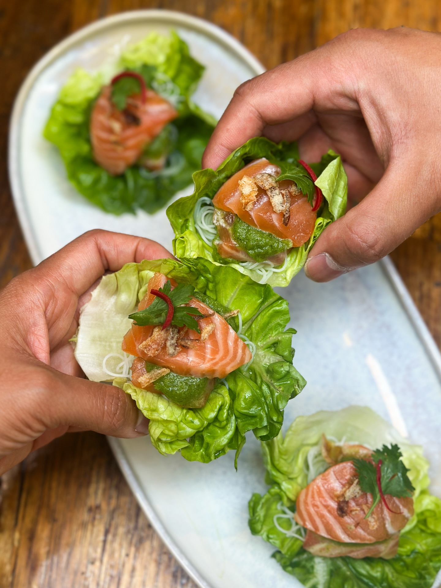 Miang Salmon πβ¨
The perfect canapΓ© to share, fresh, vibrant and best enjoyed with a friend.