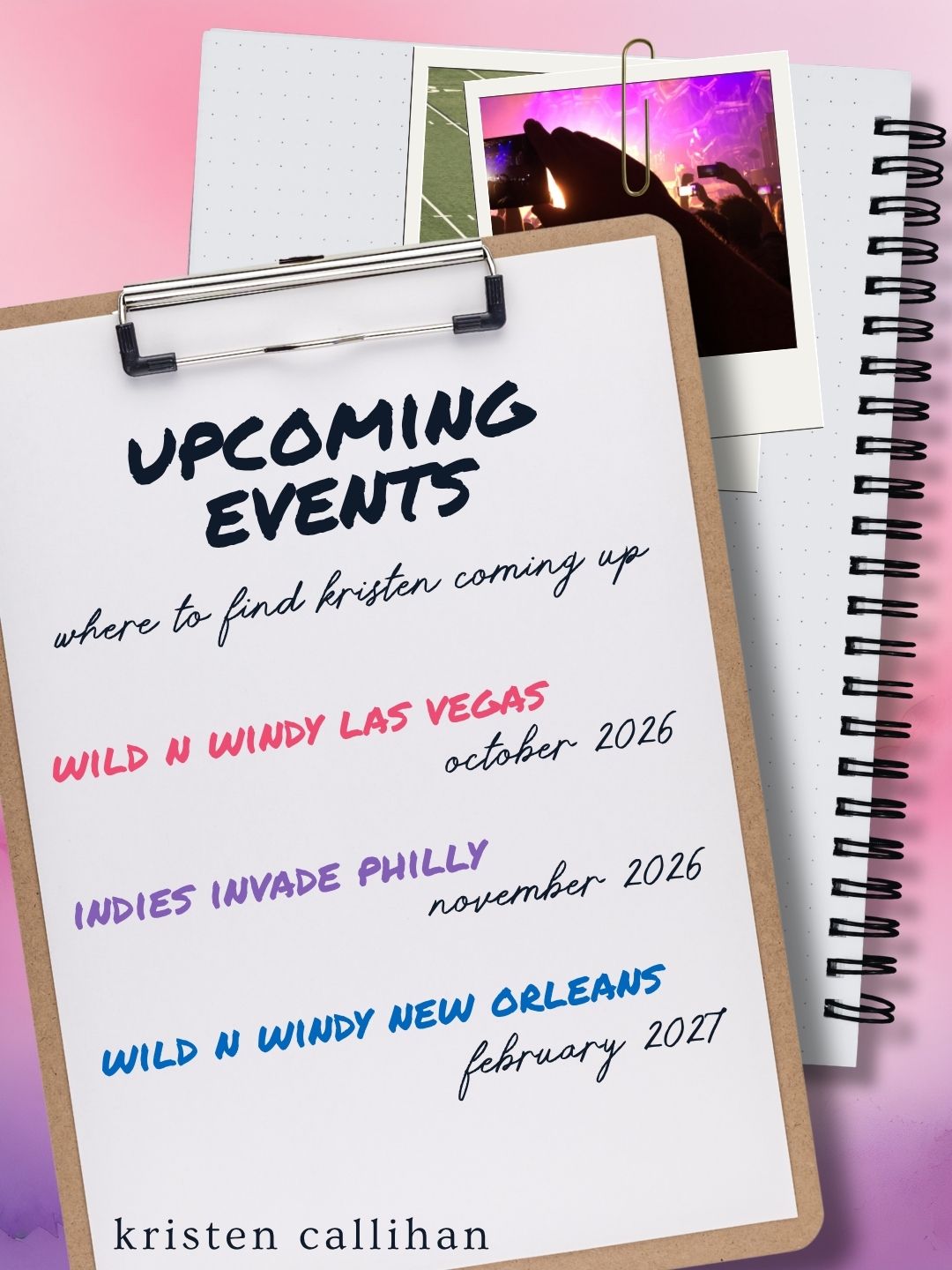 Maybe you've seen the announcements but this needed a permanent place on the grid. Catch Kristen at Wild n Windy Vegas, Indies Invade Philly & Wild n Windy NOLA!