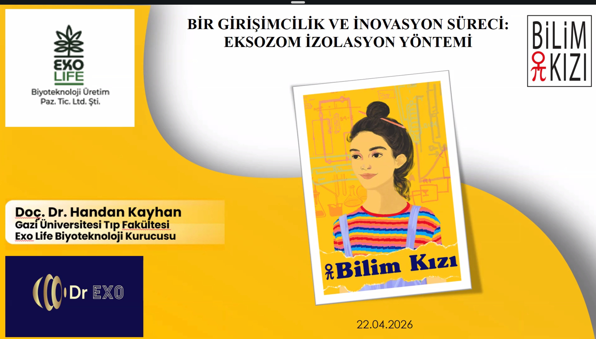 @ekosemofficial İzmir Ekonomi Üniversitesi Sürekli Eğitim Merkezi ile Bilim Kızı #sertifika programımızın 13.dersinde @exolife biyoteknoloji kurucusu Assoc. Prof. Dr. Handan Kayhan @handankayhan1 bir #bilim kadını olarak #girişimcilik deneyimlerini öyle güzel özetledi ki;
- #eksozom hakkında yanlış bilininen yenilikler neler? Yeni buluşlar ışığında şimdi kullanım alanları nedir? Biyobelirteç, rejeneratif tıp, hedefe yönelik kanser ilaçları, bağışıklık sistemini düzenleme ve benim yaşımdakiler için antiaging uygulamalar.... Harika değil mi?
- Bilim girişimcisi olmak için özdeğerlendirme yapar iken neleri değerlendirmek lazım?
- Peki DÜNYA ve ÜLKEMİZİN bu alandaki mevcut durumu nedir?
- Bir bilim kadını olarak nasıl bir emek ile #bilimsel uzmanlığını ve çalışmalarını #inovasyon a dönüştürme yolculuğu nasıldı?
-Yenilikçi ürünün dikri haklarını ve MARKASINI koruyarak rakiplerinden nasıl ayrılıyor?
- #fırsat olmadan #inovasyon olmaz. Önce FIRSATI belirle... Sonra doğru sistemi kur.
Ne değerli öneriler değil mi? Ülkemizin bu değerli BİLİM GİRİŞİMCİSİ @exolife yi izleyip, alkışlamayı unutmayınız lütfen.