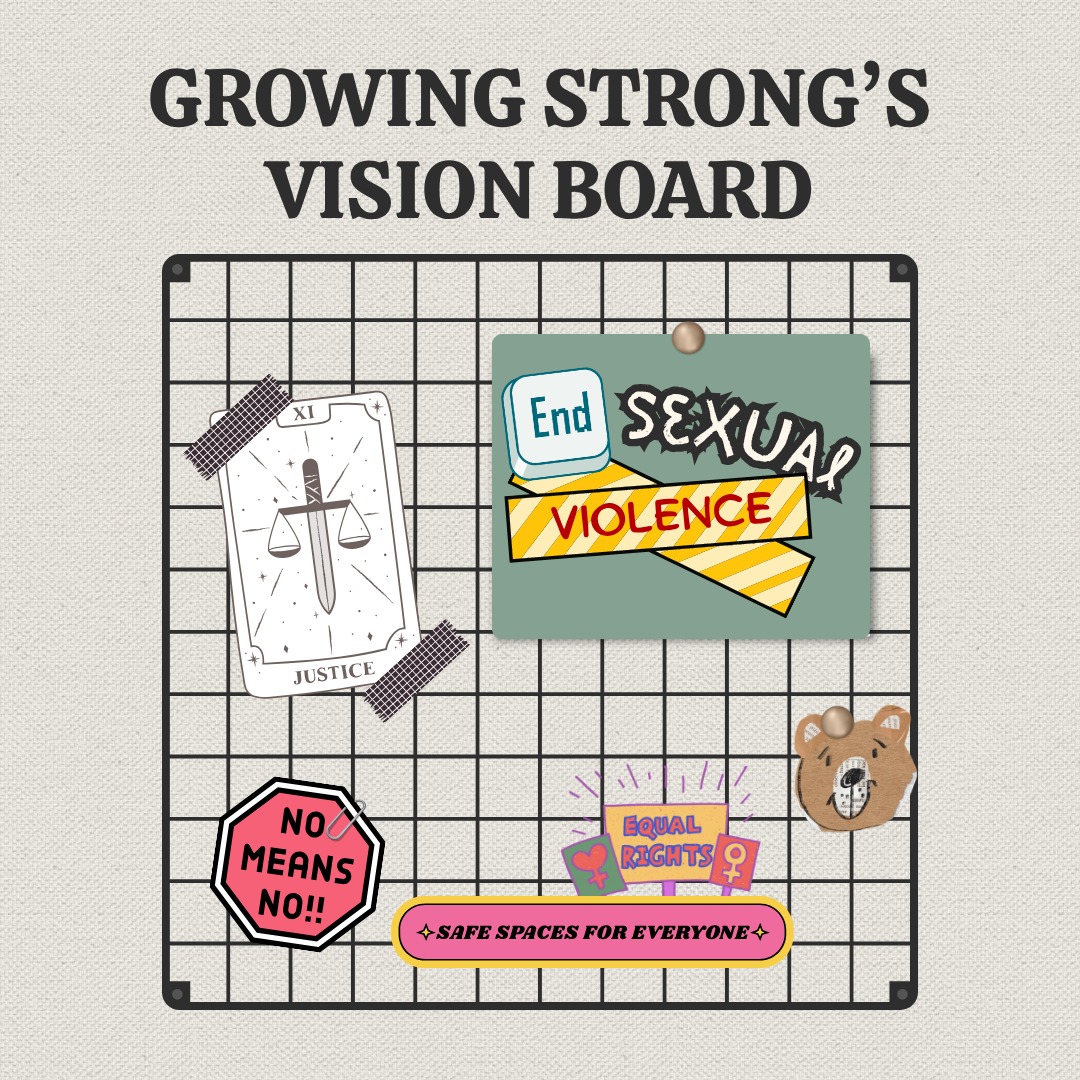 What do we want?
The end of sexual violence!
When do we want it?
Now! (years ago woulda been nice)
Growing Strong's mission is to provide healing services to victims of sexual violence and their significant others, and to educate the community in an effort to end violence and victimization. Follow our page for tips on how YOU can help our mission!
If you or someone you know has experienced sexual violence, reach out to us at our 24/7 Crisis Hotline: 217-428-0770