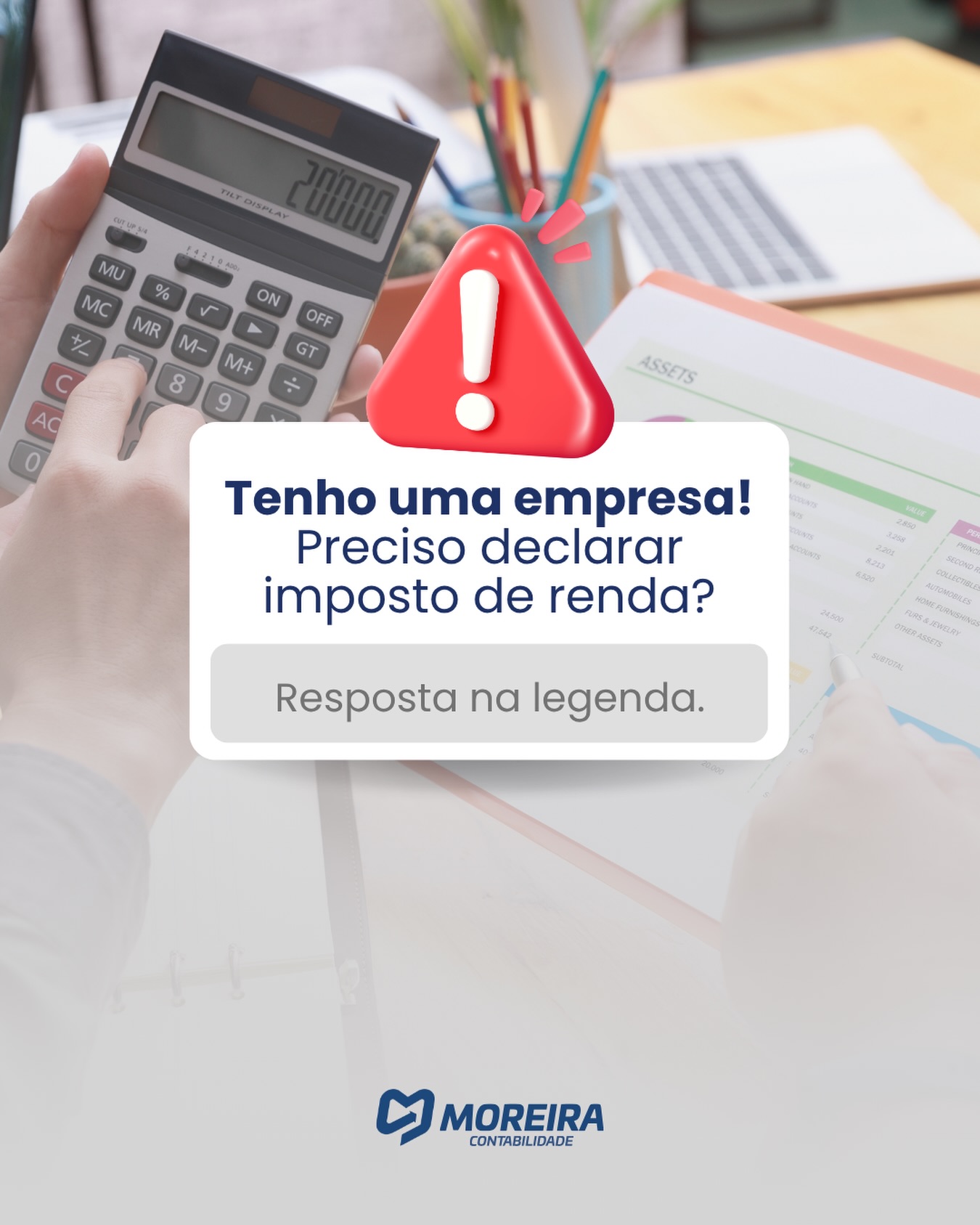 Essa é a pergunta de um milhão de reais (ou de alguns milhares de multa se você errar). 😅
A resposta curta é: ter um CNPJ não te obriga automaticamente, mas o que ele paga para você, sim.
Muita gente confunde a contabilidade da empresa com o imposto da pessoa física. O Leão quer saber exatamente quanto do lucro do negócio foi para o seu bolso como sócio.
Se você recebeu lucros acima do limite de isenção ou tem um pró-labore que atinge a faixa tributável, o seu CPF entra na mira da Receita. 🎯
Onde mora o perigo? Se você retira dinheiro sem o cálculo correto da distribuição de lucros, esse valor pode ser tributado em até 27,5%. Sem orientação, seu CPF pode ficar irregular num piscar de olhos, travando contas bancárias e linhas de crédito.
A boa notícia? Você não precisa ser expert em cruzamento de dados. Na Moreira Contabilidade, nós analisamos a saúde fiscal da sua empresa e do seu CPF para garantir que você fique em dia, pagando o mínimo de imposto possível dentro da lei. ✅
Não arrisque seu patrimônio por falta de estratégia. 🦁
Quer ter certeza se você precisa declarar este ano? Clique no link da bio, nossa equipe está pronta para te ajudar! 🔗