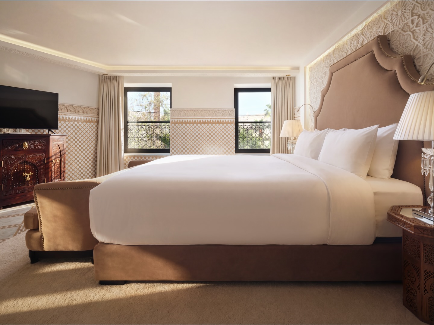 Introducing our Camelia Suite 🤍
Where beige whispers peace, shaped by Moroccan craftsmanship, intricate zellige, and plush elegance.
A timeless sanctuary for the soul and the senses
📸: @omartajmouati.photography
#palaisdefes #luxuryhotels #moroccohotels
