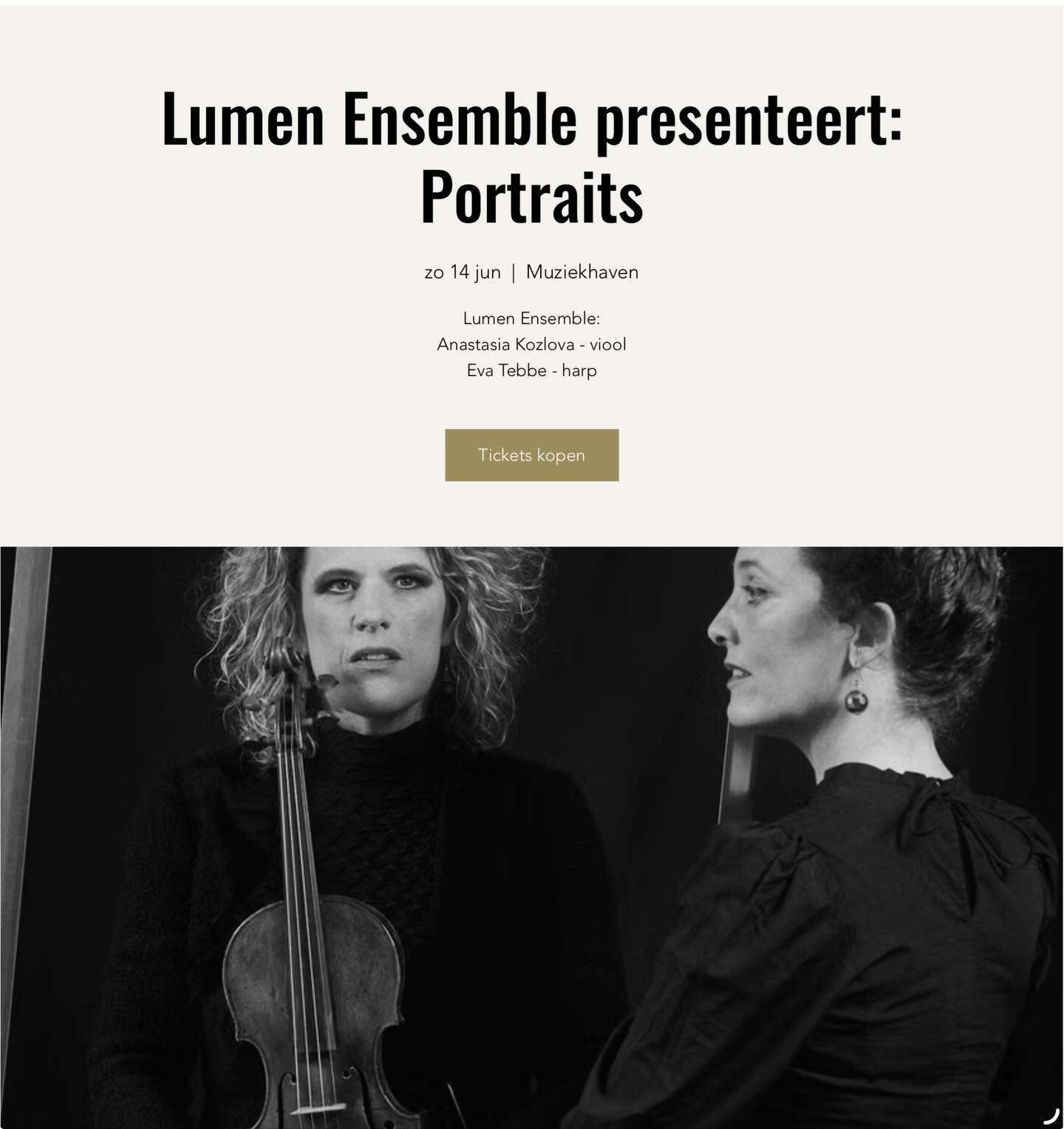 📣Happy to announce our very first presentation of our new concert program PORTRAITS and the short documentary De Magie van Lumen by journalist Fons de Poel!
We will perform this program in the magnificent acoustics of @muziekhaven in Zaandam on Sunday, June 14.
Join us for a drink and a chat afterwards 😊🥂
Be there or be 🟦
📆 Sunday, June 14 at 16.00
📍MuziekHaven: Papenpad 12-13 Zaandam (navigation: Boerenpad, 1506HG Zaandam: free parking)
🎟️ youngsters 10 euros / general admission 25 euros @muziekhaven
@evatebbe @anastasiakozlovaviolin
#chambermusic #newprogram #portraits #violinandharp
📷 @richardsmit.photography