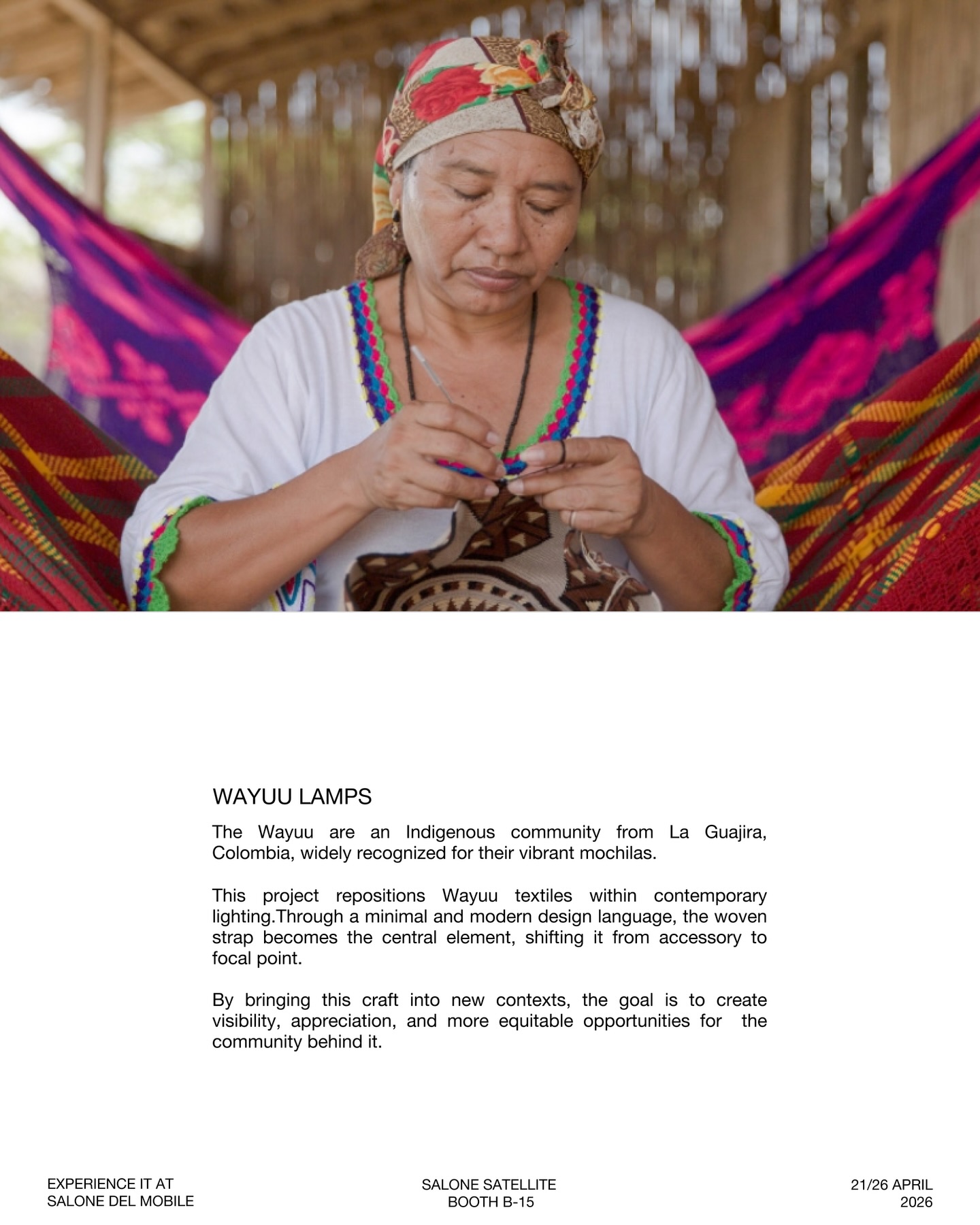Wayuu lamps
On display now at Salone del Mobile
Salone Satellite award
B15
#milandesignweek #isaloni #designweek #interiordesign #lightingdesign