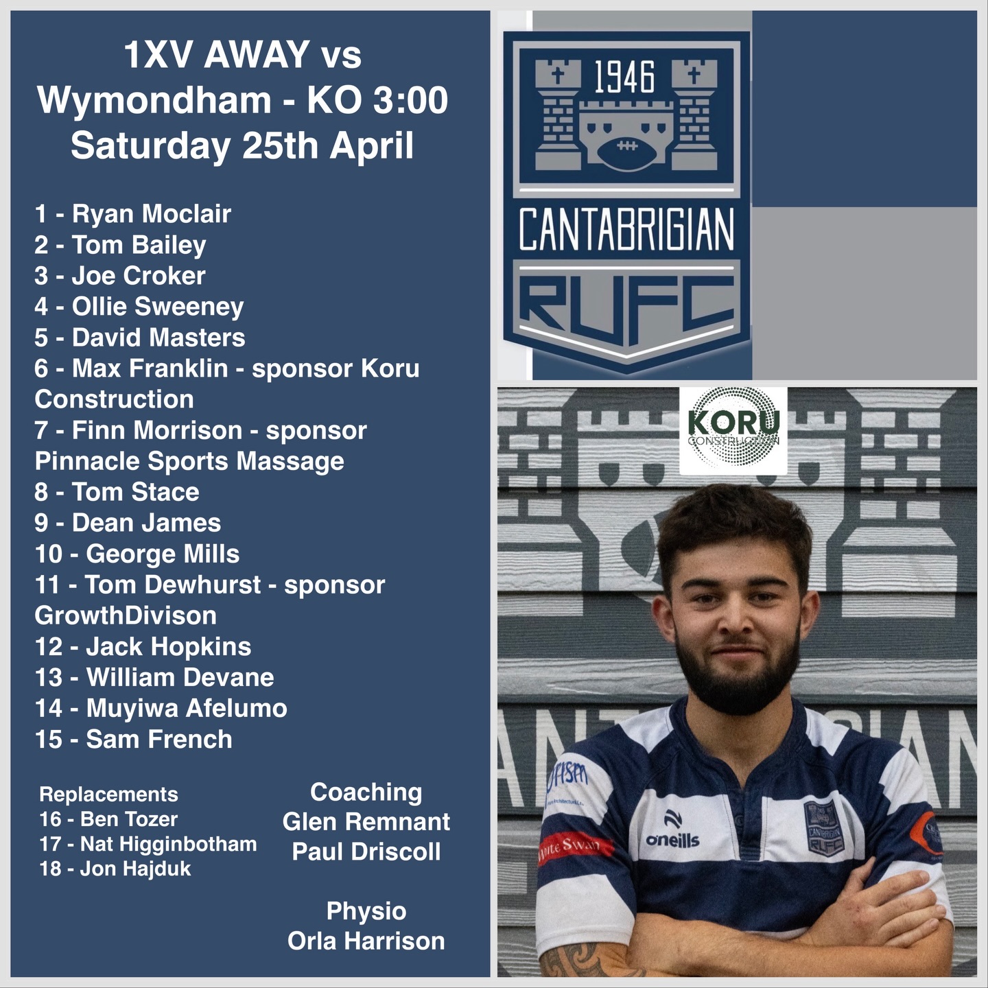 💥1XV SQUAD ANNOUNCEMENT💥
The 1XV are travelling up to @wymondhamrfc for their final league game of the season! Kick off 3pm!
Good luck lads!
📸 @bwsportsphotography
#rugby #cantabs #cantabsrugby #socialrugbyincambridge #cambridge