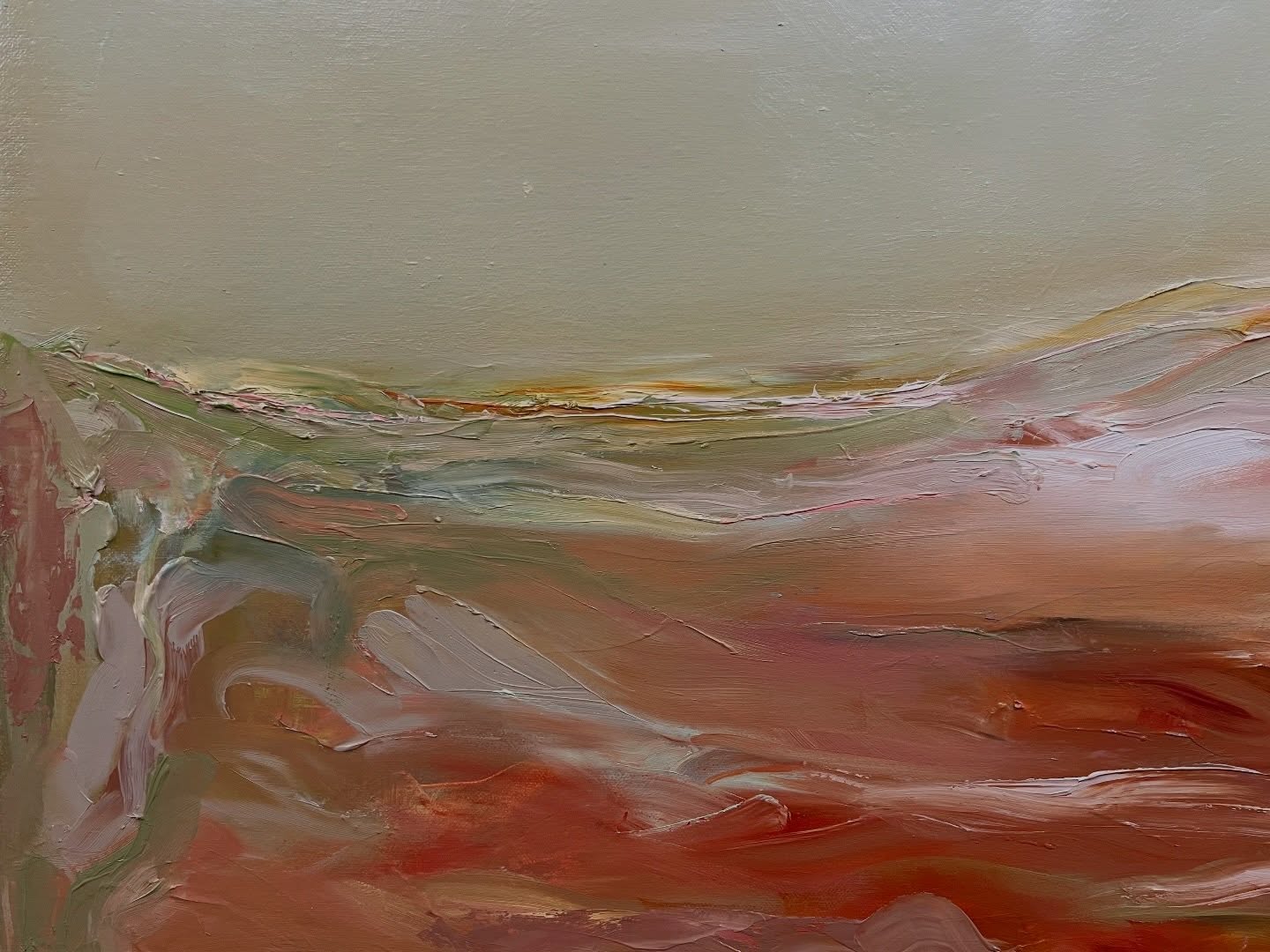 A crop from some studio work in progress, exploring new colours and mark making ☺️ Just wanted to get my fingers in the paint with this one!