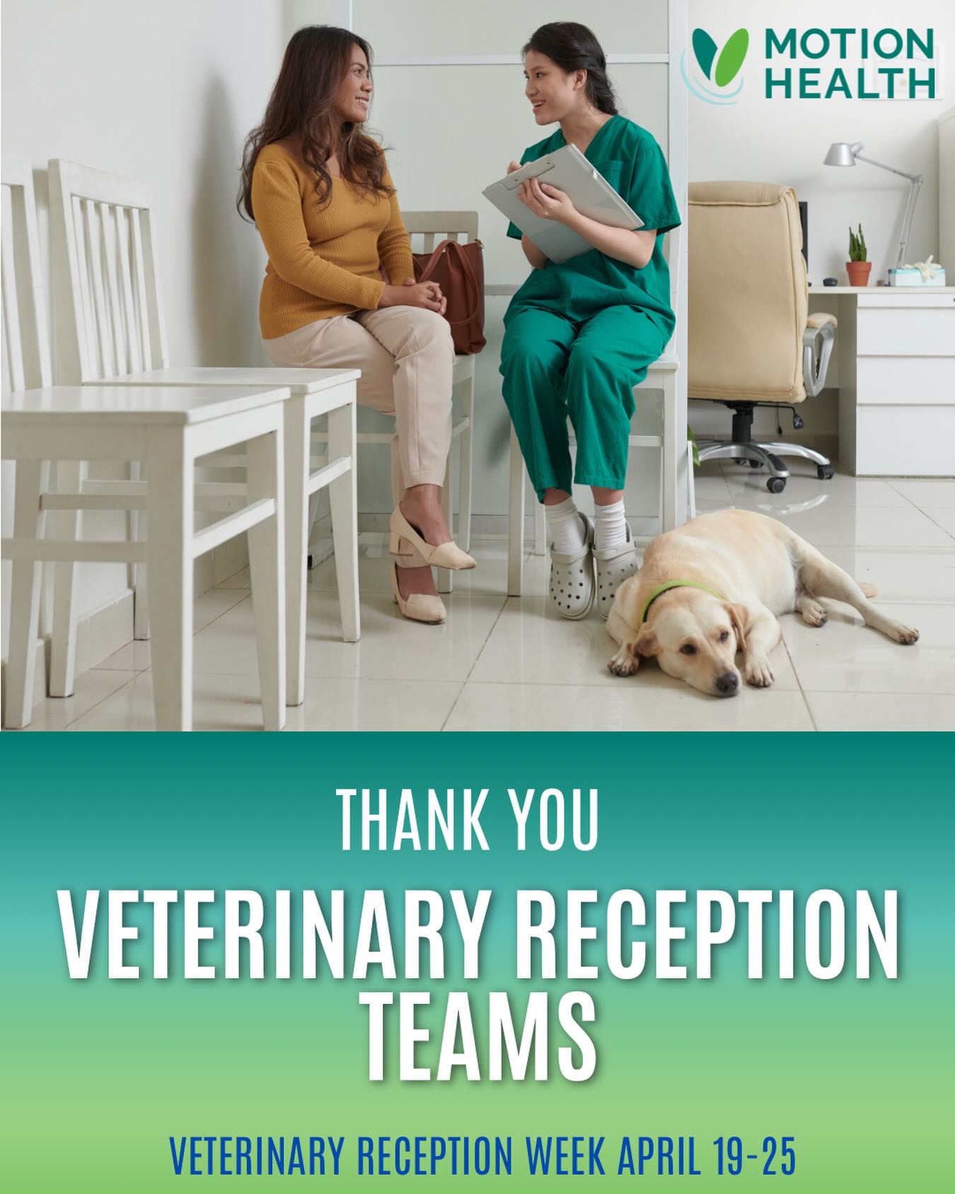 This week, we’re celebrating the incredible individuals who are the first hello and the last reassurance in every pet care journey, THANK YOU Veterinary Reception Teams. 🐾
In honor of Veterinary Receptionist Week, we want to recognize the people who keep everything moving with compassion, patience, and precision.
From managing the front lines to supporting anxious pet parents, your role is far more than a desk, it’s the heartbeat of every clinic.
You are the calm in stressful moments.The voice that reassures.The connection between care and community. You keep the day running smoothly and are multitasking magicians.
From all of us at Motion Health, thank you for the care you give, the empathy you show, and the countless moments you make better for pets and their people.
#VeterinaryReceptionistWeek #ThankYou #VetMed #MotionHealth #PetCare