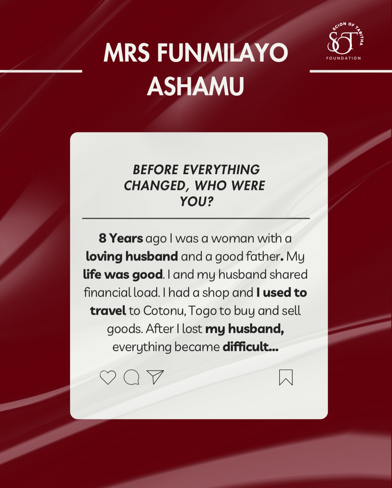 Before loss became part of her story, she was simply living, showing up for her family, working, and doing her best with what she had.
Like many women, she carried strength quietly. Then everything shifted…
To support women like her, click the link in our bio to donate ❣️
#ngo #womenempowerment