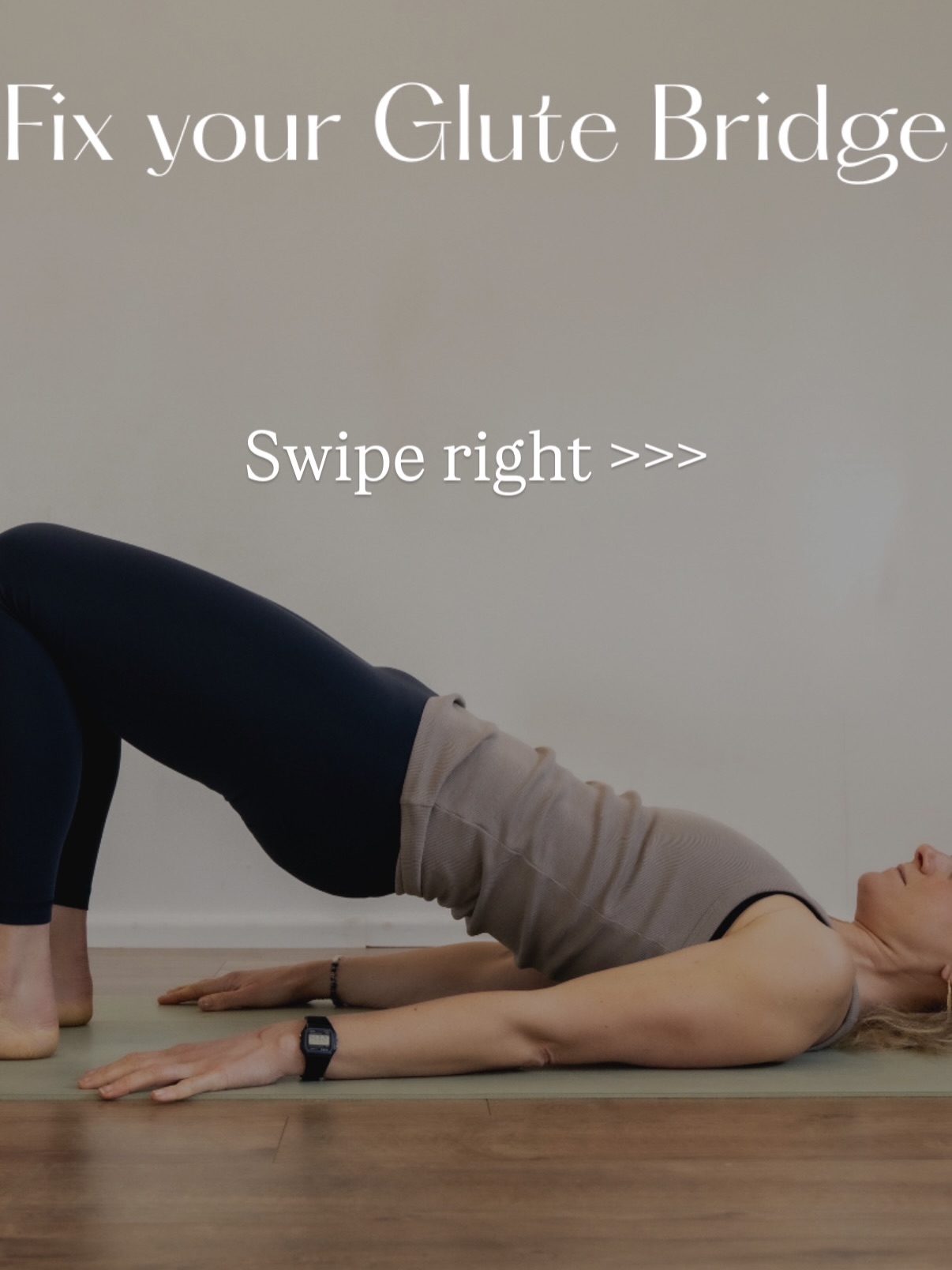 Are you actually getting anything from your glute bridge?
I often see this with new clients — lifting too high in a glute bridge, but losing the alignment on the way up. Ribs flare. Lower back takes over and Core switches off. And the exercise stops doing what it’s meant to do. Because a glute bridge isn’t just “lift your hips.” It’s a chance to train your body with precision and awareness:
– slight posterior pelvic tilt
– ribs gently drawing down
– core engaged
– feet grounded evenly
– glutes and hamstrings doing the work
– spine staying long
That’s where the benefit is.
This is what Pilates is about. Not more reps.
Not bigger movements. But attention to form and alignment in every single exercise. and you can take this with you into everything else you do- Running, Strength training, Lifting heavier weights. Because it’s very easy to lose form when lifting heavy weight.
Pilates teaches you how to move well.
So whatever you do, your body is supported, strong, and working as it should.
#pilates #awareness #bodyalignment