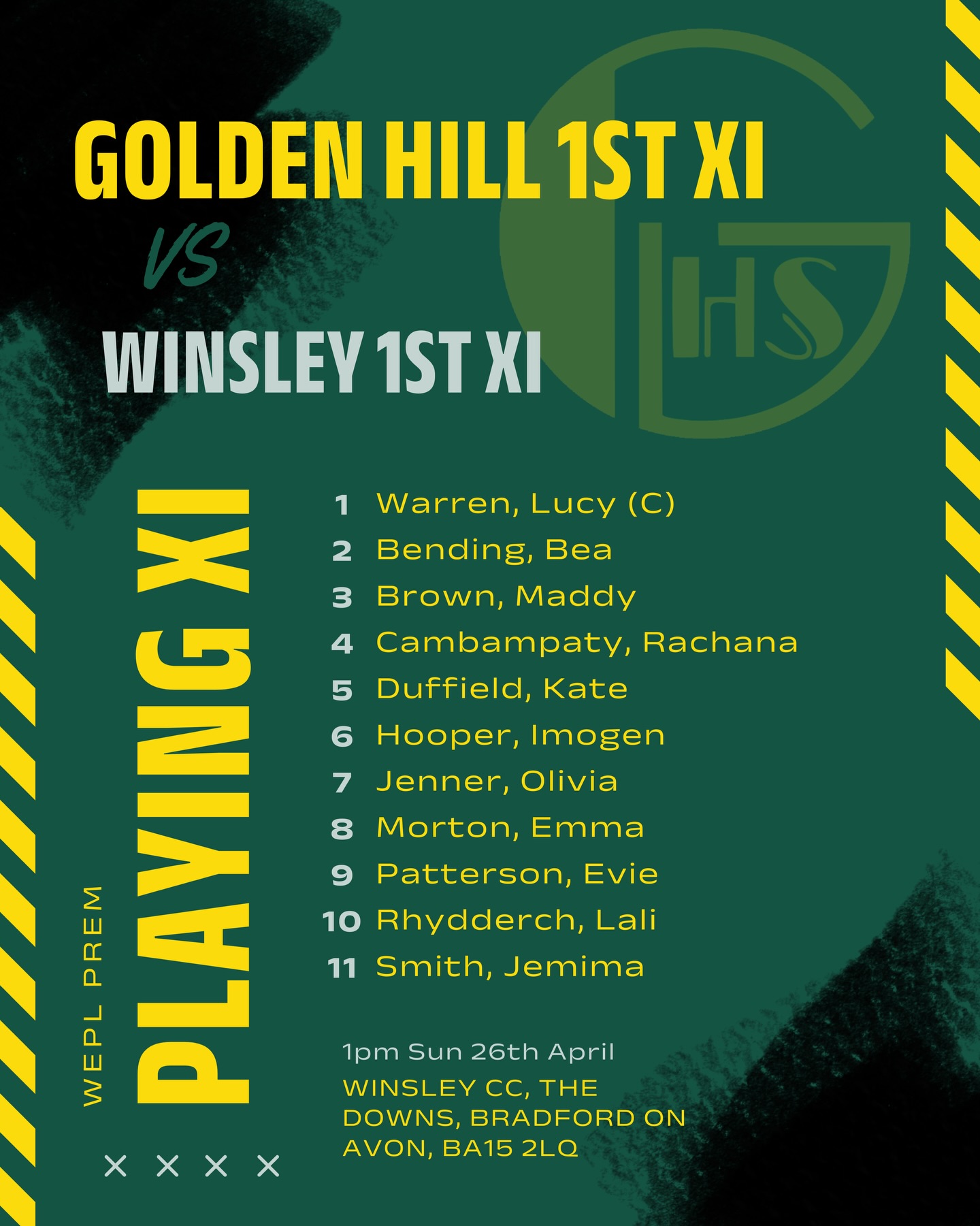 Our first WEPL weekend see’s the women away to Winsely whilst the men’s 1st XI are away in Burbage for the National Cup 🏏