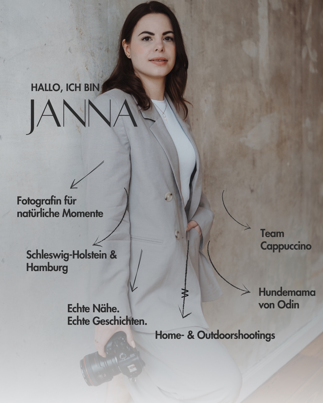 Ich bin Janna – Fotografin aus Kaltenkirchen bei Hamburg.
Ich liebe Cappuccino mit Hafermilch, gutes Essen und diese kleinen, echten Momente im Leben. Zeit mit meinen Lieblingsmenschen, lange Spaziergänge mit unserem Labrador und Meeresluft in Dänemark – genau da fühl ich mich zuhause.
Ich habe ein Faible für Details und alles, was man mit den Händen erschaffen kann. Und genau das spiegelt sich auch in meiner Arbeit wider.
✨ Ich glaube daran, dass die schönsten Dinge oft die leisesten sind.
Foto: @lebenswerke.photographie
Bildbearbeitung: @jannawichertfotografie
#fotografinhamburg #fotografinsh #norddeutschland #kreativleben #detailverliebt