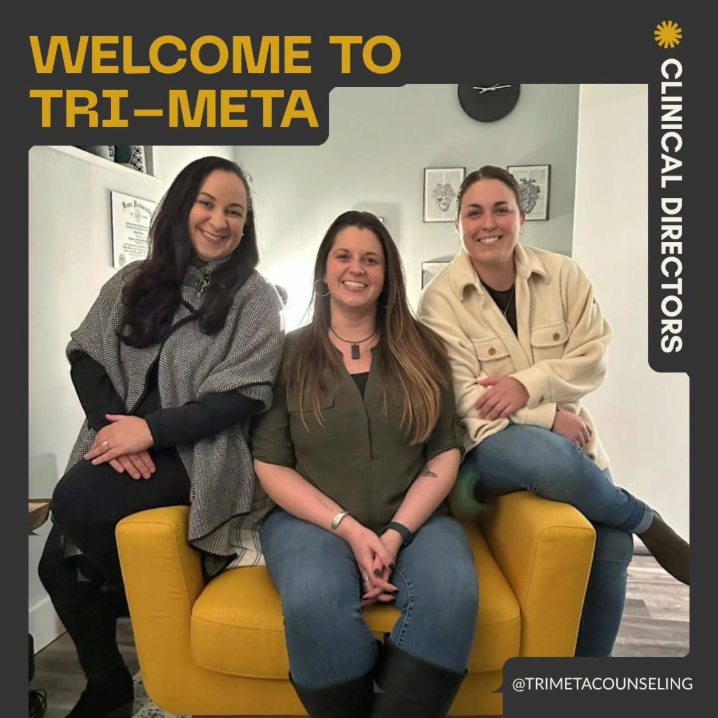 Behind Tri-Meta Counseling are three women who deeply believe in the power of being seen, heard, and understood 🤍
Meet our Clinical Directors: Rebecca, Carla, and Roxanne.
They’re not just therapists.
They’re space-holders, pattern-breakers, relationship-builders, and advocates for healing in all its forms.
From navigating life’s hardest transitions to strengthening relationships and exploring identity, they’ve built Tri-Meta on one core belief:
✨ Your story matters here.
And they’ve created exactly that - building a team that embraces diversity, community, and healing.
Want to learn more about their clinical approach and orientation? Visit our website.