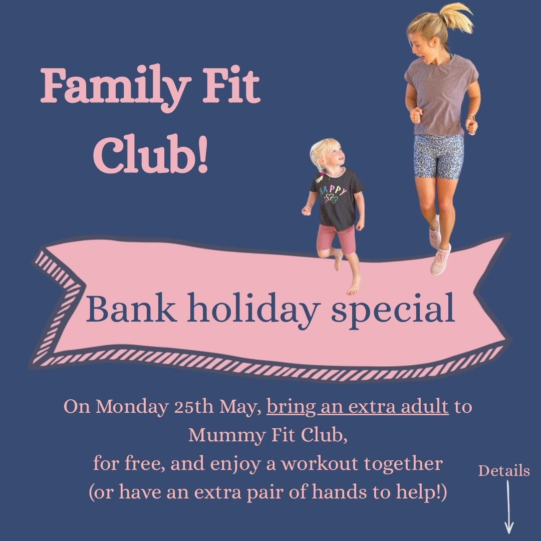 🫂Family Fit Club❤️
On Monday 25th May, bring an extra adult with you to Mummy Fit Club for freeeee
Partner, sister, parent, friend, cousin, next door neighbour…!
Just book yourself on as normal and in the ‘Name and age of little ones’ section, pop the name of your extra adult (age is optional!).
A chance for you to show them how amazing you are and to have a little extra help while you exercise😊
👉🏼Abbotsham, 9:30-10:30am
Great if you’ve been wanting to try the class, but felt unsure of what to expect.
Let me know if you have any questions.
Em x