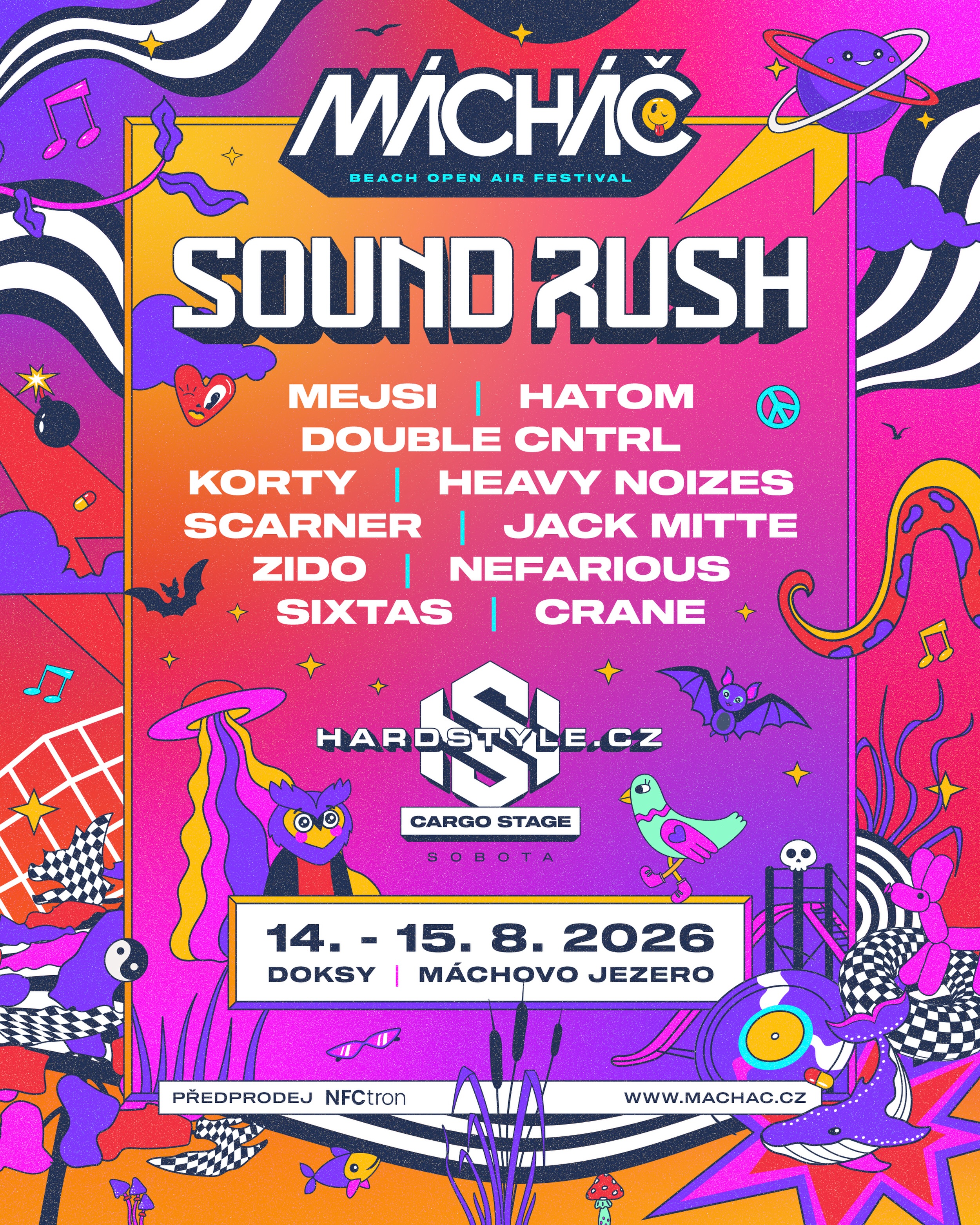 FULL LINEUP CARGO STAGE BY HARDSTYLE.CZ JE VENKU! 💛
@hardstyle.cz opět ovládne @festivalmachac! V čele se @soundrush , euforickými dvojčaty z Nizozemska, která přivezou melodický hardstyle přímo na legendární pláž Máchova jezera.
Společně s nimi vystoupí to nejlepší z české scény ze stáje Hardstyle.cz bookingu! Takže se připrav na pořádnou nálož, tvrdší tempo a Cargo stage plnou energie od začátku do konce.
14. - 15. 8. 2026
Pláž Klůček / Máchovo jezero
🎟️ Vstupenky: machac.cz/tickets