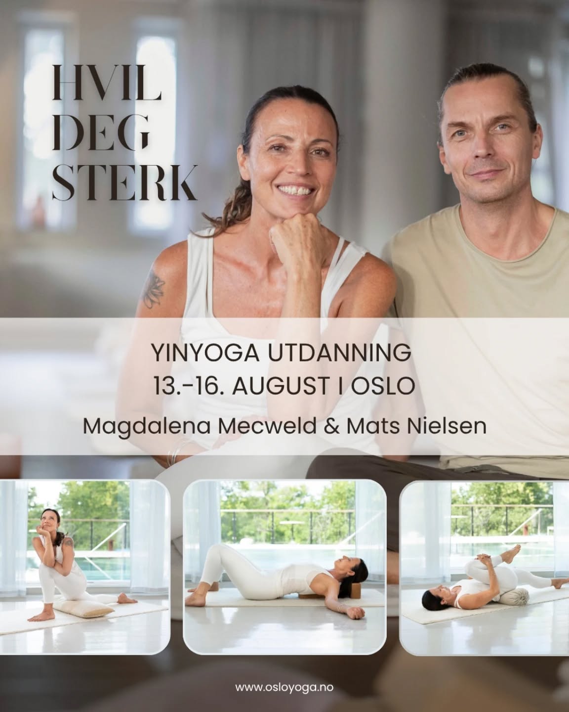 Hvil deg sterk ✨
Vi har gleden av å invitere til et firedagers grunnkurs for deg som vil undervise i yinyoga, eller som rett og slett vil ta din egen praksis et steg videre.
Bli med på yinyoga-utdanning i Oslo 13.–16. august med Magdalena Mecweld og Mats Nielsen. Magdalena er en pioner innen feltet, og dette er en flott mulighet til å lære faget fra en av de mest erfarne instruktørene vi har.
Hva kan du forvente?
- Gjennomgang av ulike yinstillinger og hvordan de kan tilpasses
- Kunnskap om yinyogaens historie og tradisjonell kinesisk medisin
- Innføring i meridianer og de fem elementene
- Fokus på mindfulness i praksis, undervisning og pedagogikk
Du trenger ikke å ha planer om å bli lærer – dette kan være like mye en personlig reise 💛
Mer info og påmelding: www.osloyoga.no/yin-utdanning
#yogalærerutdanning #yinyoganorge #yogafordypning #osloyoga #mindfulnessnorge