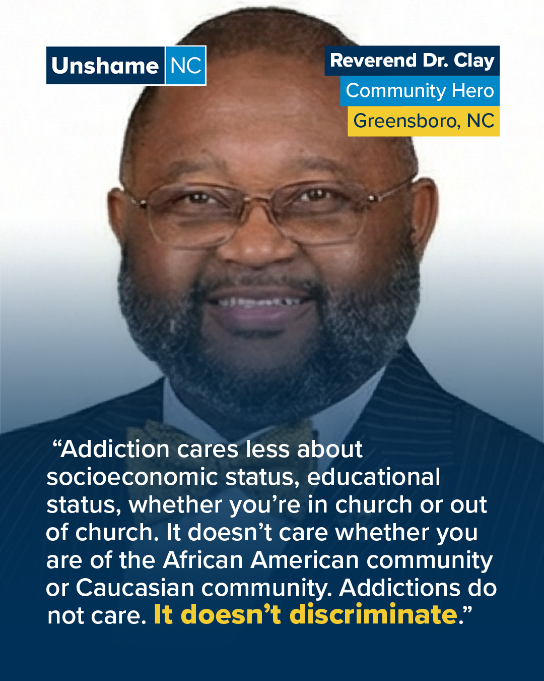 Reverend Dr. Clay understands that substance use disorder can touch anyone, no matter their background or faith. That’s why he welcomes everyone with kindness and care, meeting each person exactly where they are. He believes every person deserves dignity and respect. His compassion and commitment are what make him such a cherished part of the Greensboro community ❤️.
