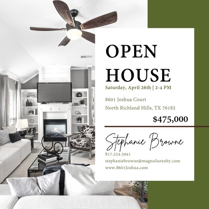 Your Sunday plans just got better 🤍
Join us this Sunday from 2–4 PM for an open house at:
📍 8601 Joshua Court — North Richland Hills
Offered at $475,000
This is your chance to step inside, take your time, and see what makes this home so special in person.
While you’re out and about, we also have two beautiful homes available in Haslet:
✨ 1864 Mensa Drive — now offered at $325,000 (recent price improvement)
✨ 317 Lonesome Star Trail offered at $574,000
All of these beautiful properties are ready for their next owner… bring your offers!
If one catches your eye, we’d love to get you in for a private showing.
Sometimes the right home isn’t the first one you walk into…and sometimes it is.
Either way, we’ll help you find it.
📲 Reach out for details or to schedule a showing
Stephanie Browne, Magnolia Realty
REALTOR® and Associate Broker
817.253.3941 | (links to all in bio)