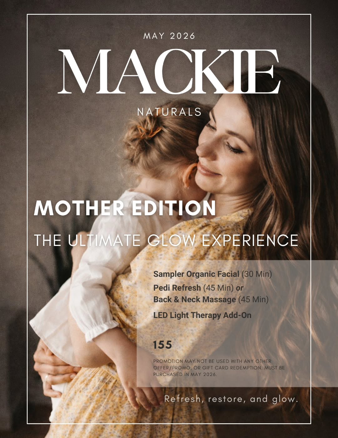 She takes care of everyone else. This month, it’s her turn. 🤍
We’ve curated the perfect way to treat Mom:
✨ Sampler Organic Facial
✨ Pedi Refresh or Back & Neck Massage
✨ LED Light Therapy Add-On
All for $155 — available through May only.
Give her something she wouldn’t buy for herself.
Book now through the link in bio.
Gift cards available online or in-store.
#mackienaturals #mothersdaygift #missionbc #fraservalley #luxuryspa