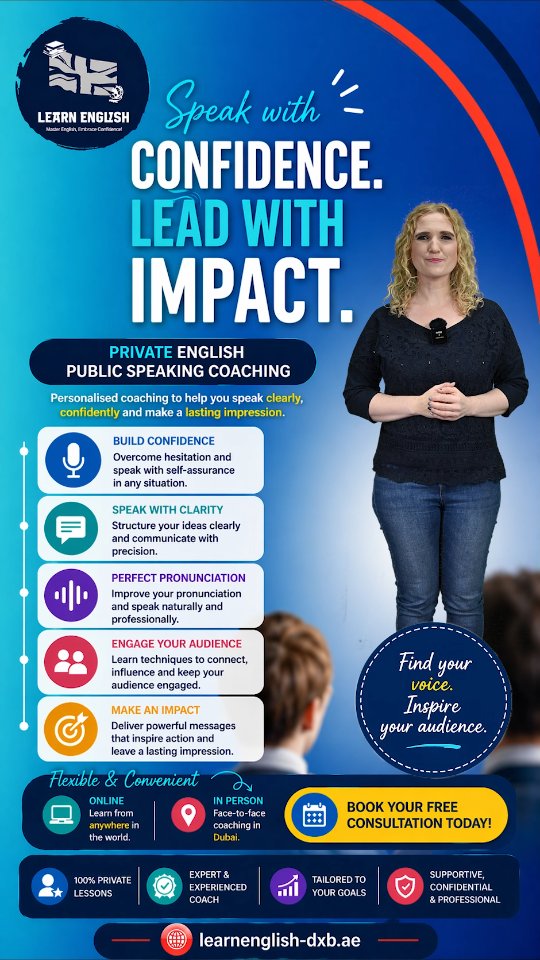 Want to #improve your #public_speaking ? Learn English DXB can help you! #master_english #embrace_confidence #free_consultation