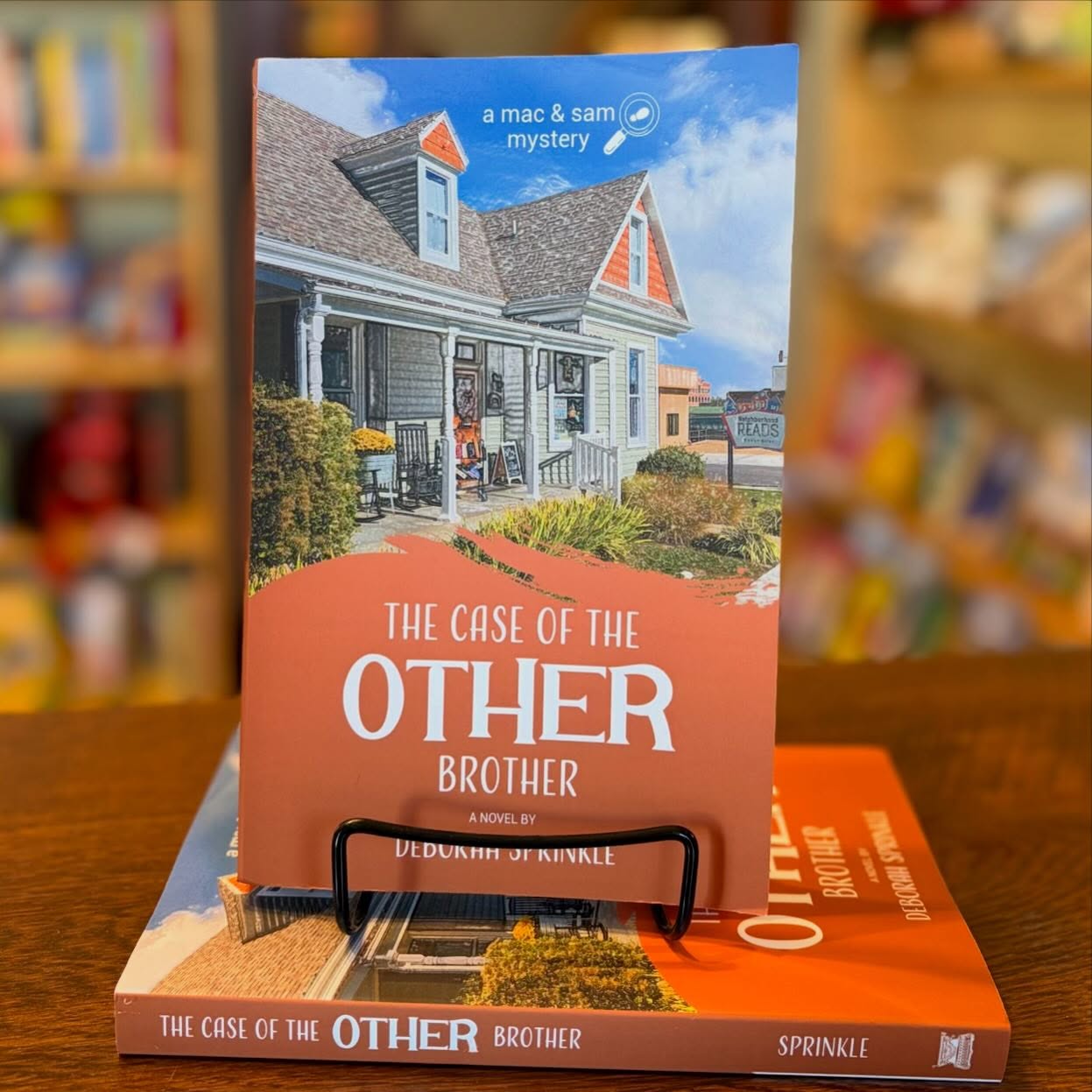 Who knew a conversation about our storytime quilts would spark an author to include our little bookshop in her new novel — and as its cover art! Meet Debbie Sprinkle in the bookshop TOMORROW at 1! She’ll be signing her new mystery, “The Case of the Other Brother,” the latest installment in her series set in Washington, MO!