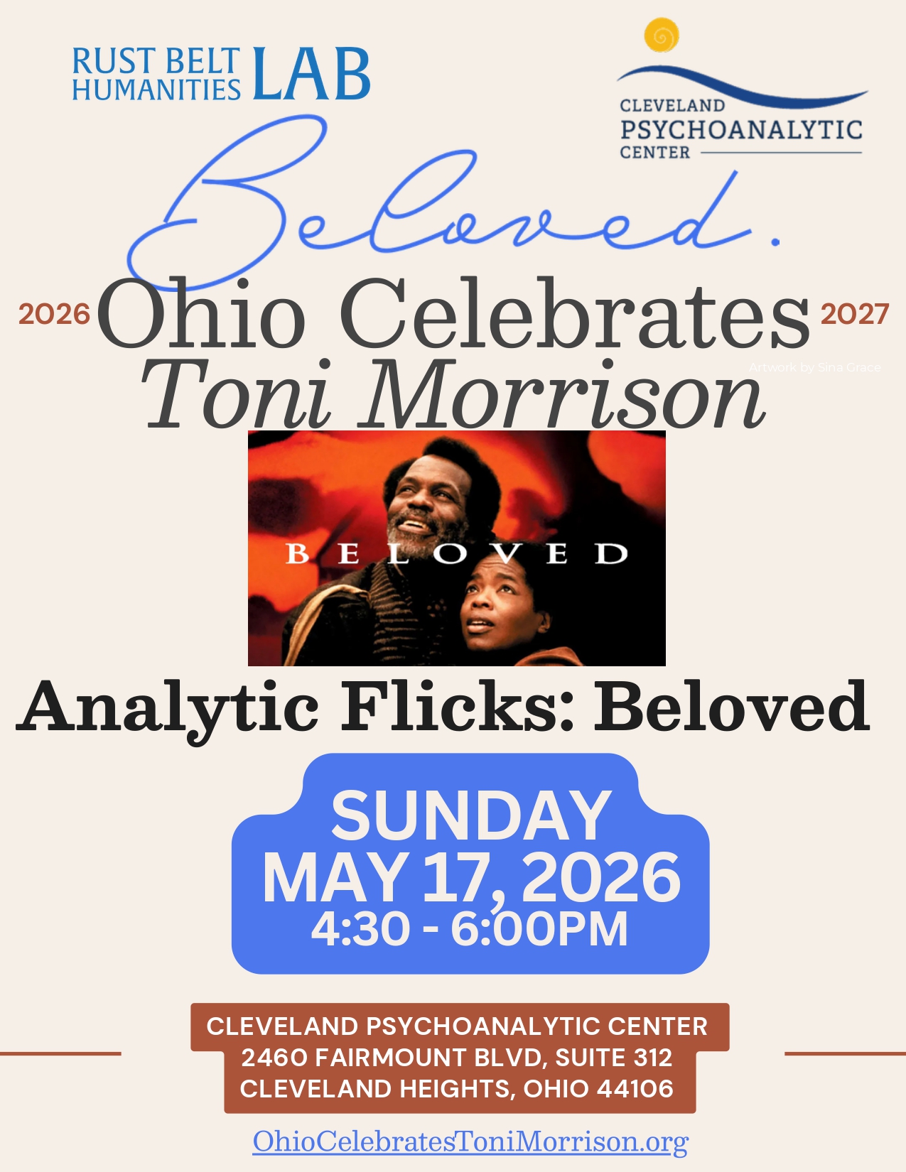 We're partnering with the Cleveland Psychoanalytic Center for a discussion of the film adaptation of Toni Morrison's Beloved as a part of @ohiocelebratesmorrison ! Vera Camden, Emerita Professor of English at @kentstate and Supervising and Training Analyst at the Cleveland Psychoanalytic Center will lead our discussion. See you there!