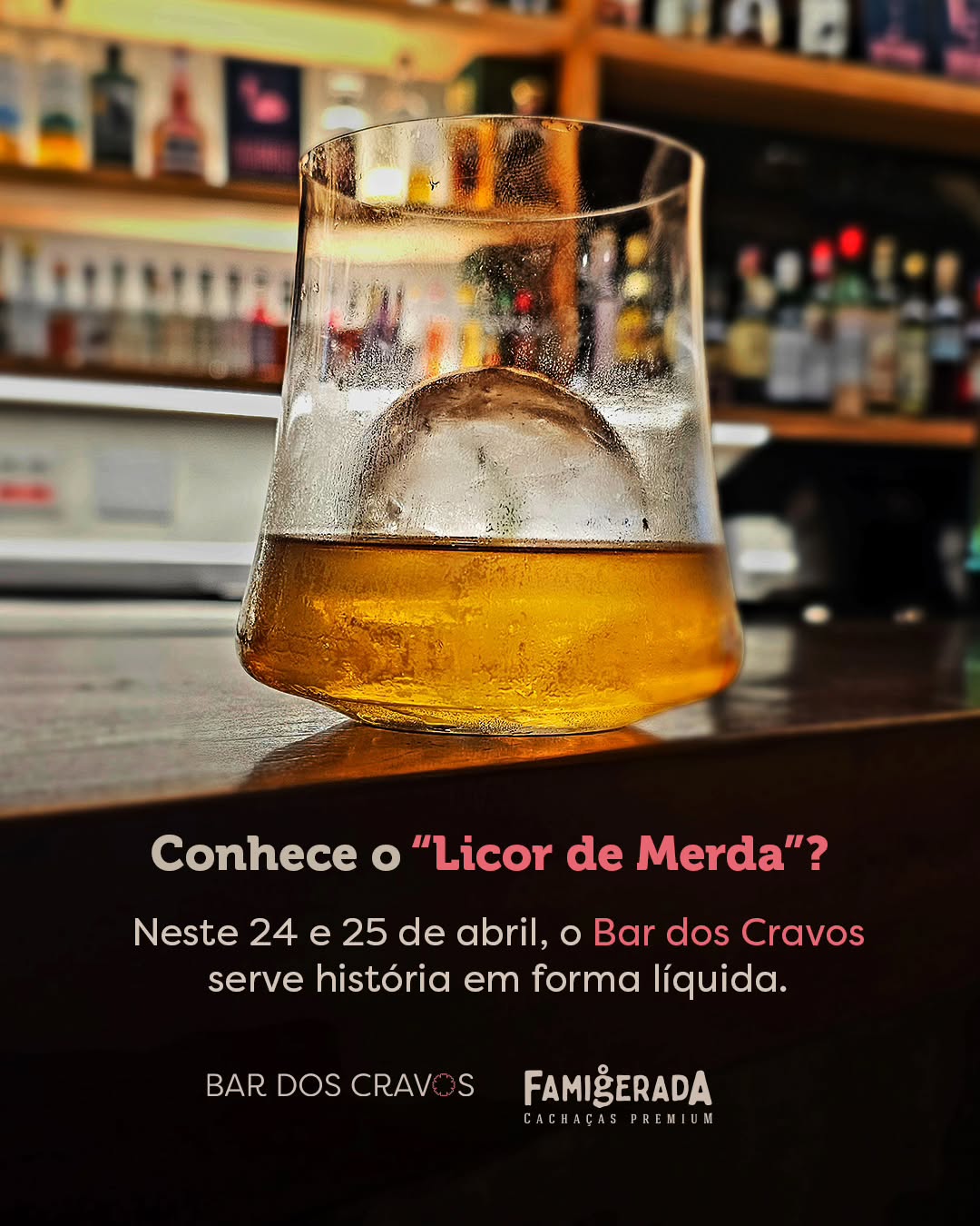 O nome provoca.
Mas a história sustenta.
O “Licor de Merda” surgiu em 1974, em Portugal, como uma sátira política ao período de ditadura que chegava ao fim com a Revolução dos Cravos. Uma resposta irônica, engarrafada, ao tempo que mudava.
Neste 24 e 25 de abril, o Bar dos Cravos celebra essa virada histórica com o Nuno, criação de @deliveira_ .
Um coquetel autoral que reúne cachaça Bar dos Cravos, vermute bianco e dry, avelã, bitter de cacau, o icônico licor português e um perfume de IPA.
Reserve o seu lugar e venha experimentar.
#BarDosCravos #RevolucaoDosCravos #bar #drink
