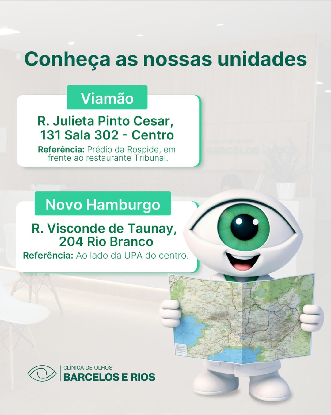 Está esperando o que para agendar a sua consulta na Clínica de Olhos Barcelos e Rios? Aqui atendemos de forma humanizada, com uma equipe especializada, e equipamentos de qualidade. 🤍
👉 Conheça as nossas unidades:
- Viamão: Rua Julieta Pinto Cesar, 131, Sala 302, Centro. Prédio da Rospide, em frente ao restaurante Tribunal.
- Novo Hamburgo: Rua Visconde de Taunay, 204, Rio Branco. Ao lado da Upa do centro
Como anda a sua visão? Conheça os nossos serviços e agende a sua consulta!
#clinicadeolhos #oftalmologista #saudeocular #visoa #visaomonocular #barceloserios #viamao #novohamburgo