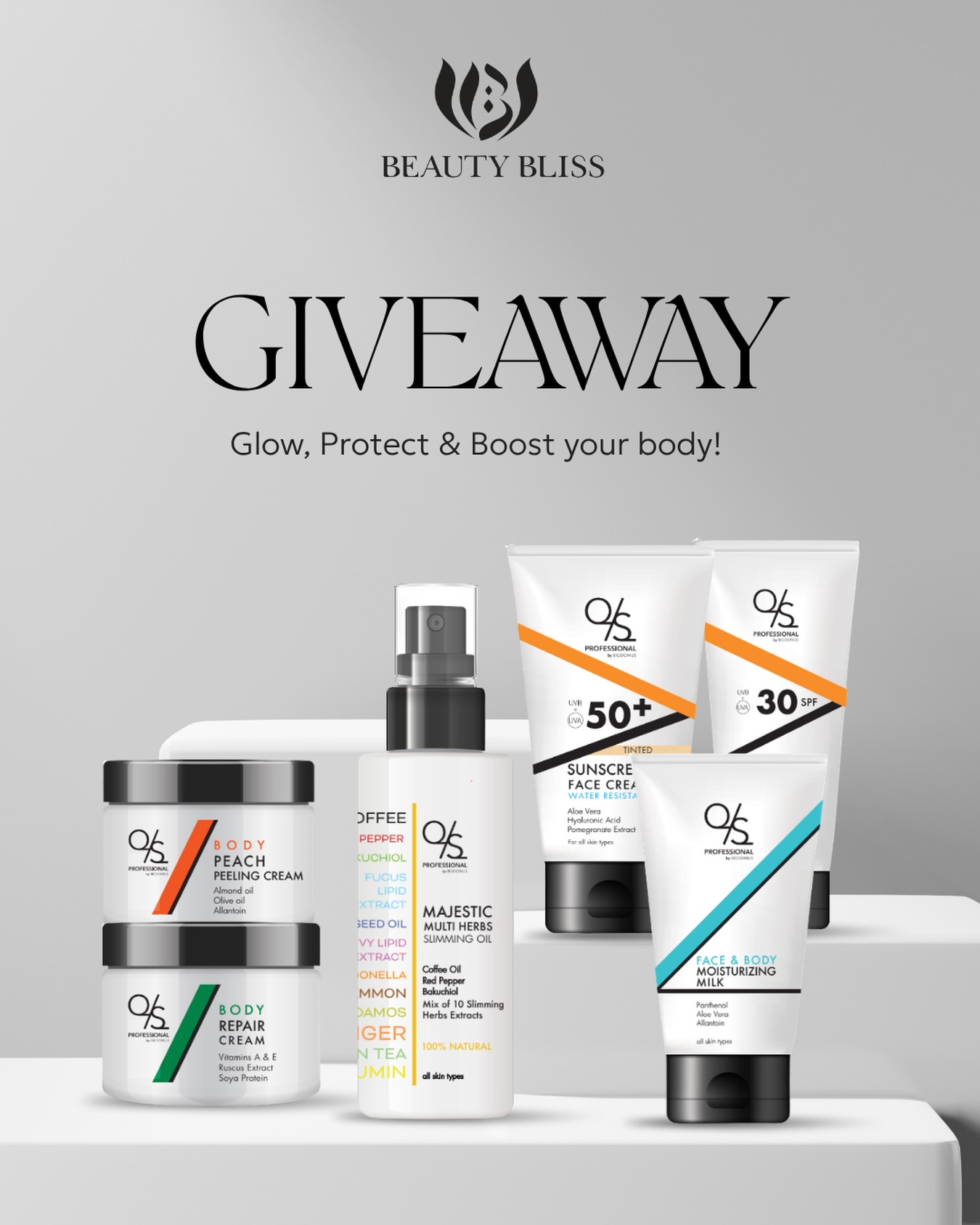 Giveaway 💖 Glow, Protect & Boost your body!
🎁 4 Winners 🔥4 ολοκληρωμένα skincare kits για απόλυτη φροντίδα και λάμψη:
💛 2 Body Booster Kits
• Απολέπιση & ανανέωση δέρματος
• Σύσφιξη & βελτίωση υφής
• Βαθιά ενυδάτωση & θρέψη
☀️ 2 Summer Suncare Kits
• Υψηλή αντηλιακή προστασία SPF
• Ενυδάτωση & καταπράυνση
• Λαμπερή, προστατευμένη επιδερμίδα κάθε μέρα
Για να συμμετάσχεις:
1️⃣ Follow @beautybliss_gerakas & @qsprofessional
2️⃣ Κάνε like σε αυτή την ανάρτηση
3️⃣ Κάνε tag 2 άτομα που θα λατρέψουν αυτό το self-care δώρο
👉 Όσες περισσότερες φορές κάνεις comment , τόσες περισσότερες πιθανότητες έχεις να κερδίσεις!
📅 Ο διαγωνισμός λήγει στις 11/5.
Πάρε μέρος τώρα και μπορεί να είσαι ένας από τους 4 τυχερούς που θα χαρίσουν στο δέρμα τους το glow που τους αξίζει!
#Giveaway #BeautyBliss #beauty #skincare