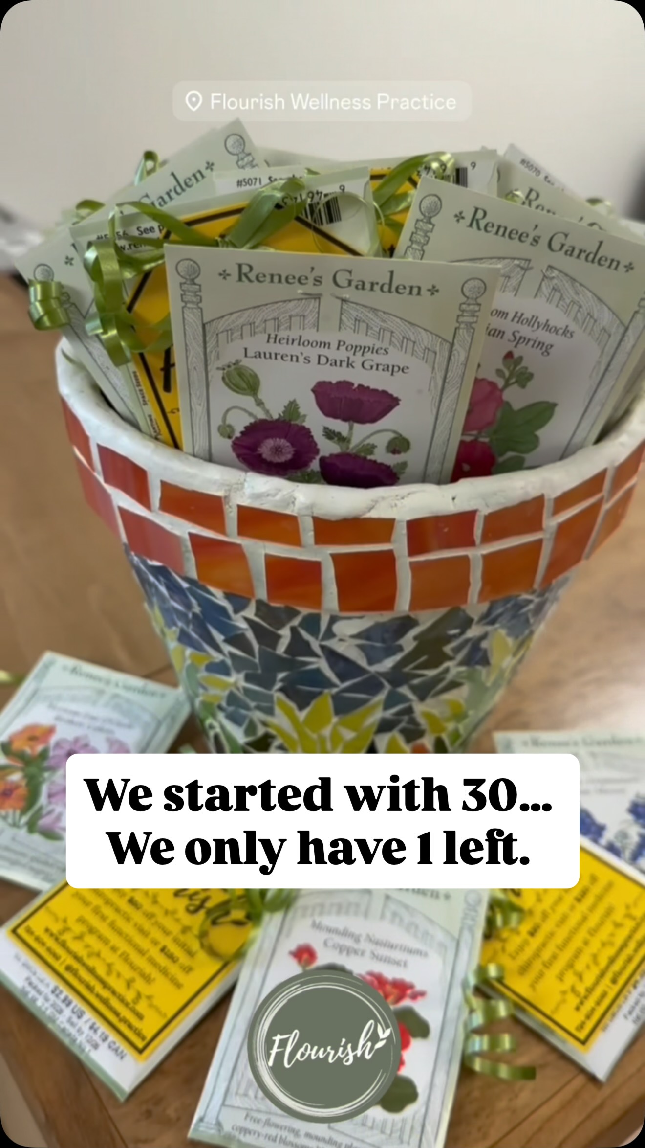 Thirty seed packets. Thirty little invitations to grow. ๐ฑ
This month we asked our established patients to do something simple, take a seed packet and share it with someone in their life who could benefit from our care. Each one came with a card that said โ๐ช๐ฒ ๐๐ฎ๐ป๐ ๐๐ผ ๐๐ฒ๐ฒ ๐๐ผ๐ ๐ณ๐น๐ผ๐๐ฟ๐ถ๐๐ต!" and a coupon for:
๐ธ $50 off your first chiropractic visit
๐ผ $150 off your first functional medicine program
And our community delivered. Every single packet was taken and shared with intention ๐ with a friend dealing with chronic low back pain, a sister struggling with hormones, a coworker whoโs been told everything looks โnormalโ but still doesnโt feel right.
๐ช๐ฒ ๐ผ๐ถ๐น๐ ๐ต๐ฎ๐๐ฒ ๐ข๐ก๐ ๐น๐ฒ๐ณ๐.
If youโve been thinking about making your health a priority, or if someone you love needs a nudge in the right direction, this is your moment. Come grab it.
Because thatโs what Flourish is built on. Not advertising. Not algorithms. People who care enough about this community to share it with the people they love most.
Thatโs how we grow. And we are so grateful. ๐ค