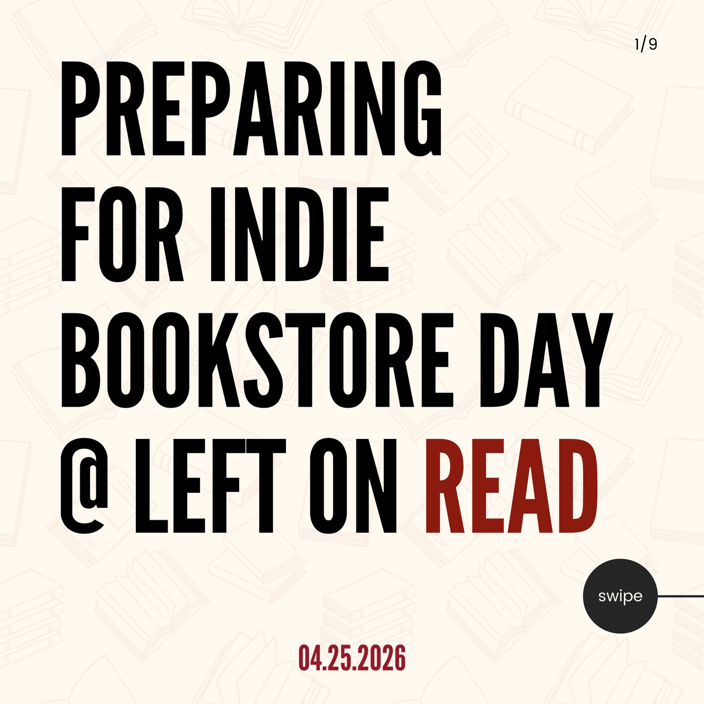 🗓️ Tomorrow (4/25) is the day!
⌚️ Left on Read will open with special hours from 10 AM–5 PM, and here’s what you can look forward to:
✨ FREE sticker + bookmark with every purchase
✨ DOOR PRIZES for the first 50 people (with purchase)
✨ FREE GIFT with purchases of $75+ (while supplies last)
🎟️ Whether you’re participating in the local bookstore crawl or simply pulling up for the vibes, we can’t wait to see you.
P.S. As you prepare for your visit, please remember we’re a cashless business!
📚 #LeftonRead #IndieBookstoreDay #ShopSmall #BuyBlack #SupportLocal