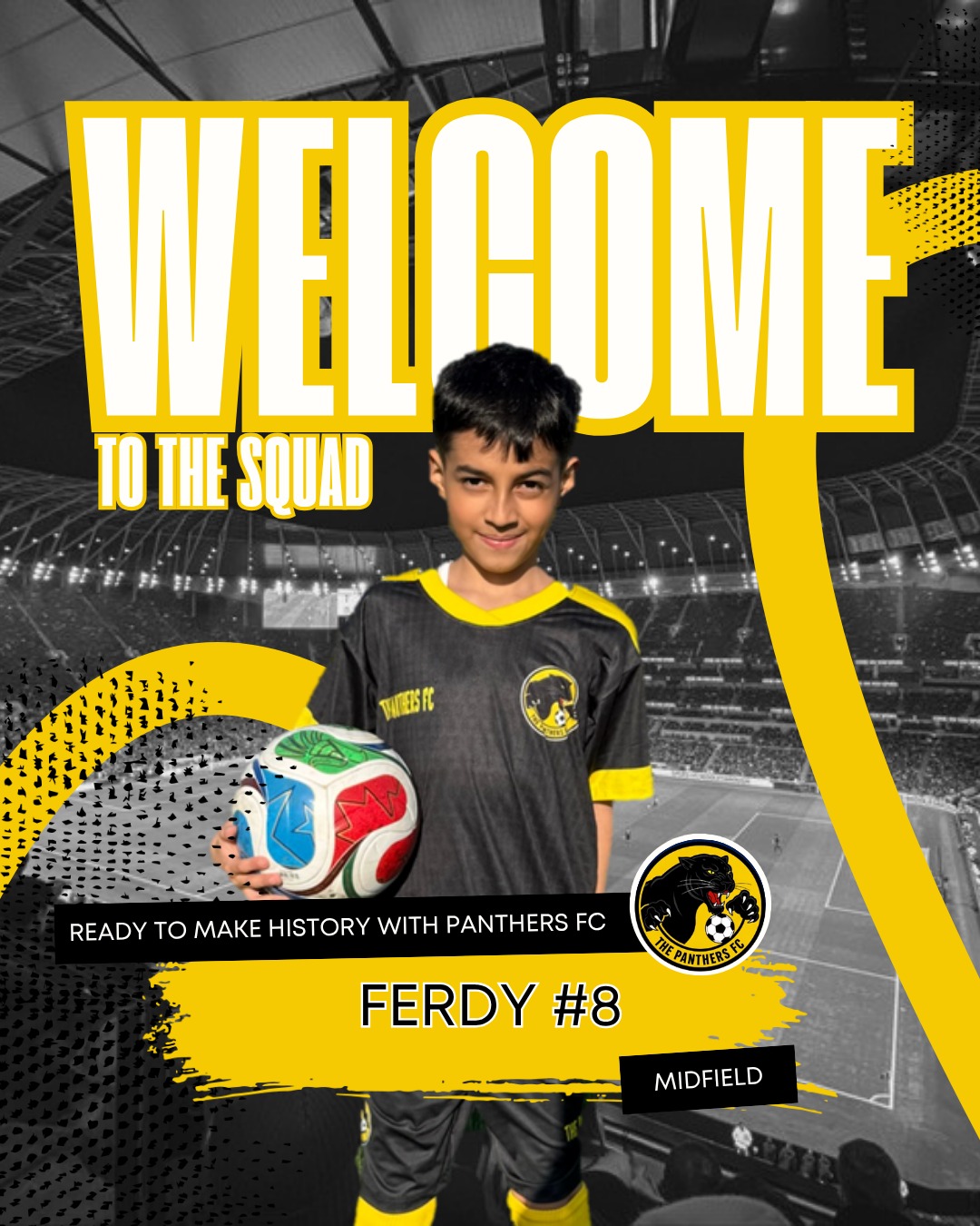 ⚽ Welcome to the Pride, Ferdy! 🖤💛
We’re excited to introduce Ferdy to the Panthers family! A hardworking midfielder ready to compete, grow, and represent the badge with pride. The future is bright — let’s get after it! 🐾🔥
#ThePanthersFC #YouthSoccer #OrlandPark #SoccerDevelopment #TinleyParkSoccer #Teamwork