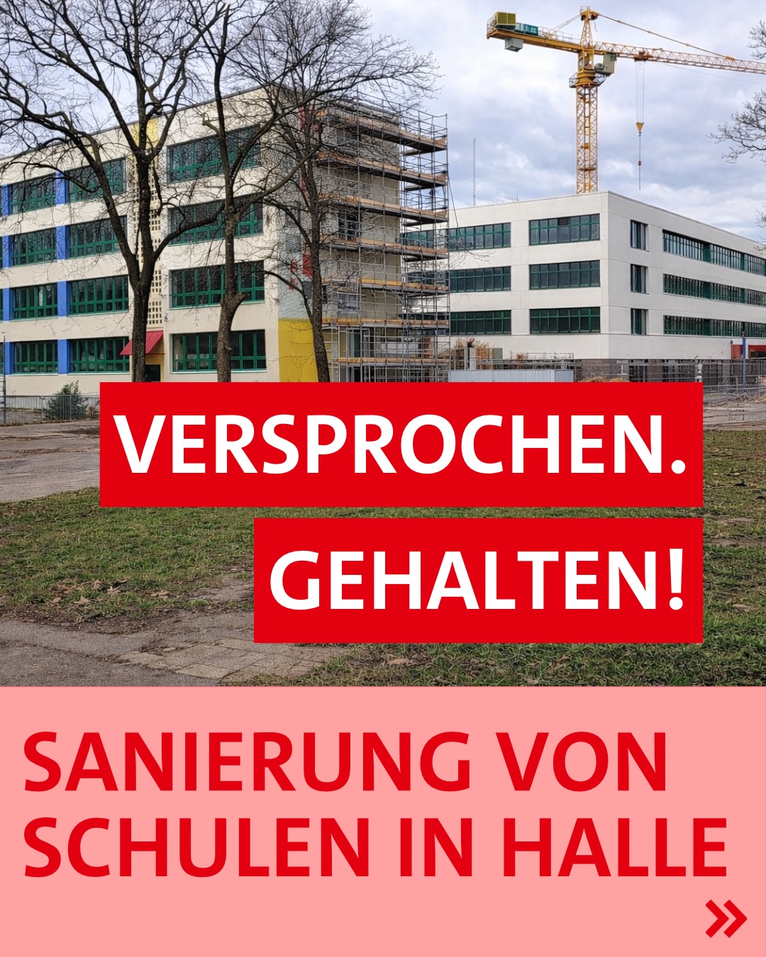 𝗦𝗮𝗻𝗶𝗲𝗿𝘂𝗻𝗴 𝘃𝗼𝗻 𝗦𝗰𝗵𝘂𝗹𝗲𝗻 𝗶𝗻 𝗛𝗮𝗹𝗹𝗲
Im März hat der Stadtrat gleich mehrere wichtige Baubeschlüsse für unsere Schulen gefasst. Beschlossen wurden der Ergänzungsneubau am Christian-Wolff-Gymnasium, die Sanierung und Erweiterung der Johannesschule sowie die Komplettsanierung der Grundschule am Kirchsteich mit der Förderschule „Christian Gotthilf Salzmann“. Zusammen stehen diese Vorhaben für Investitionen von mehr als 63 Millionen Euro in bessere Lernbedingungen für Kinder und Jugendliche in Halle.
Das zeigt ganz konkret, was verlässliche Kommunalpolitik leisten kann. Wer bessere Bildung will, darf nicht nur über Unterricht reden, sondern muss auch in gute Schulgebäude investieren. Genau darum geht es hier. Nicht um schöne Worte, sondern um mehr Platz, bessere Ausstattung und vernünftige Bedingungen für den Schulalltag.