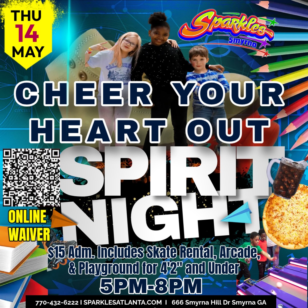 Roll into the fun with us! ๐ผ๐
Join us for Cheer Your Heart Out Spirit Night at Sparkles Smyrna on May 14 from 5โ8PM!
$15 admission includes skate rental, arcade & playground access ๐
Grab your friends, bring the energy, and letโs make it a night to remember! โจ
#CYHO #SpiritNight #SmyrnaGA #FamilyFun #CheerLife